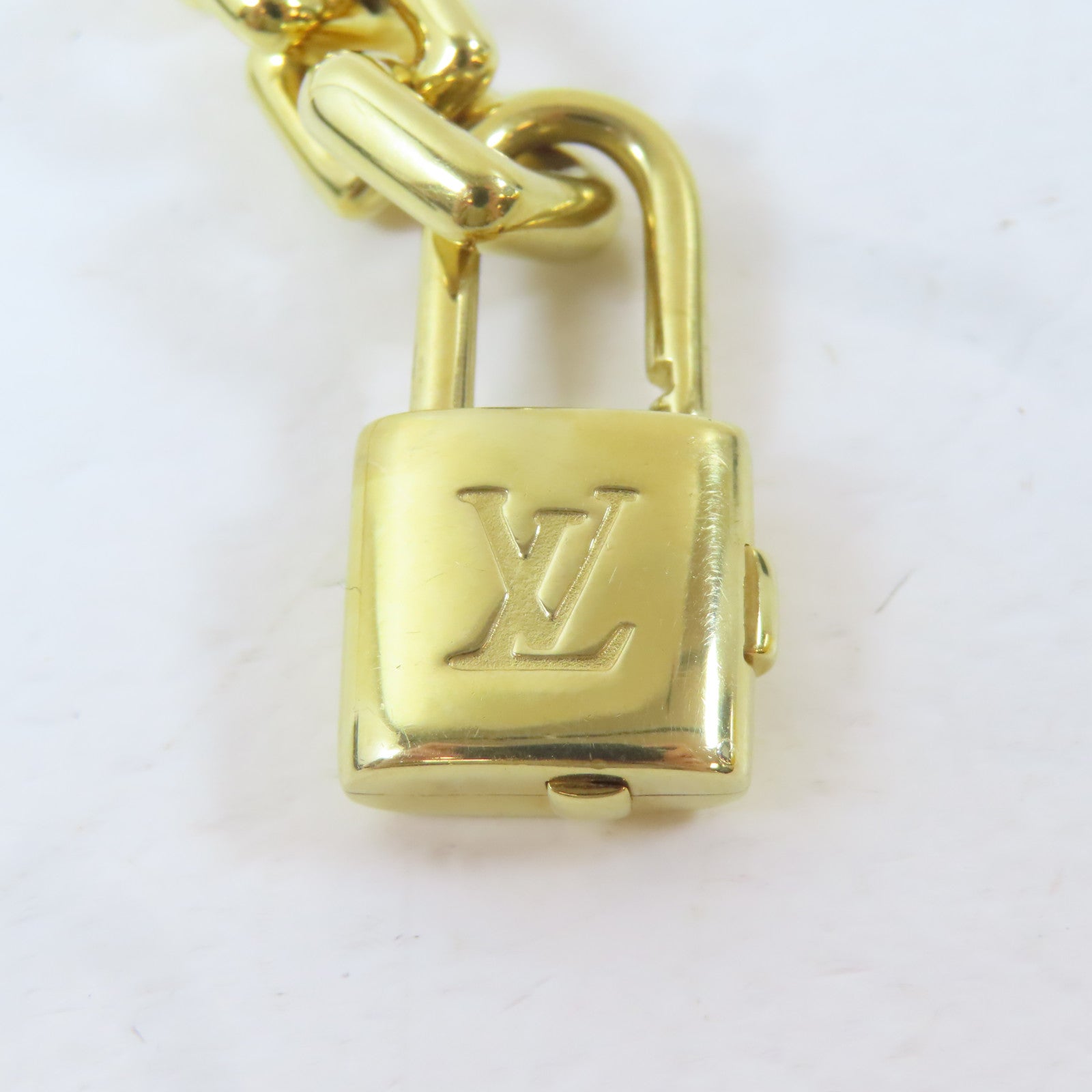 LOUIS VUITTON 18K黃金Padlock Charm Bracelet手鏈#16.5cm