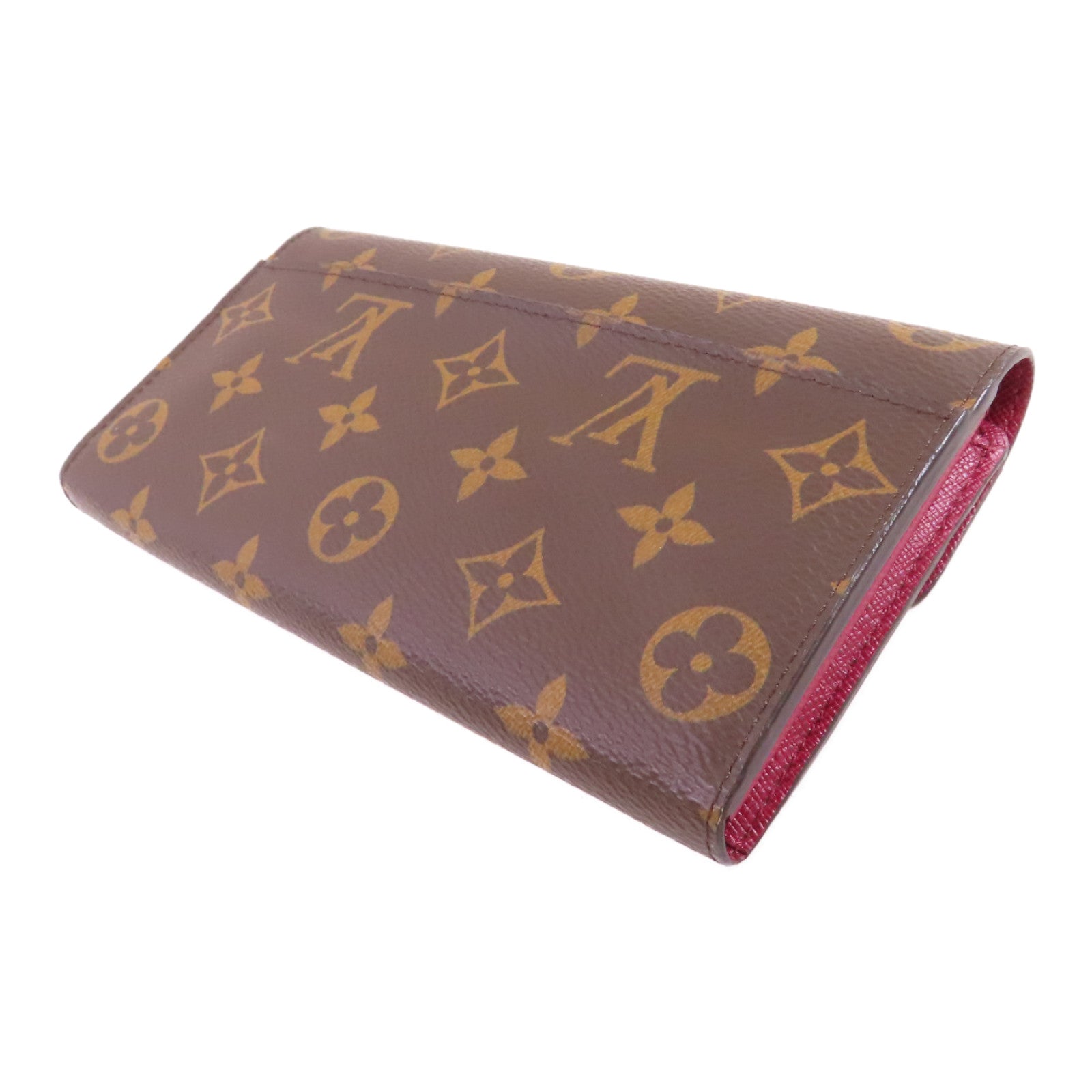 LOUIS VUITTON Monogram Sarah Wallet金扣長錢包啡色/酒紅色