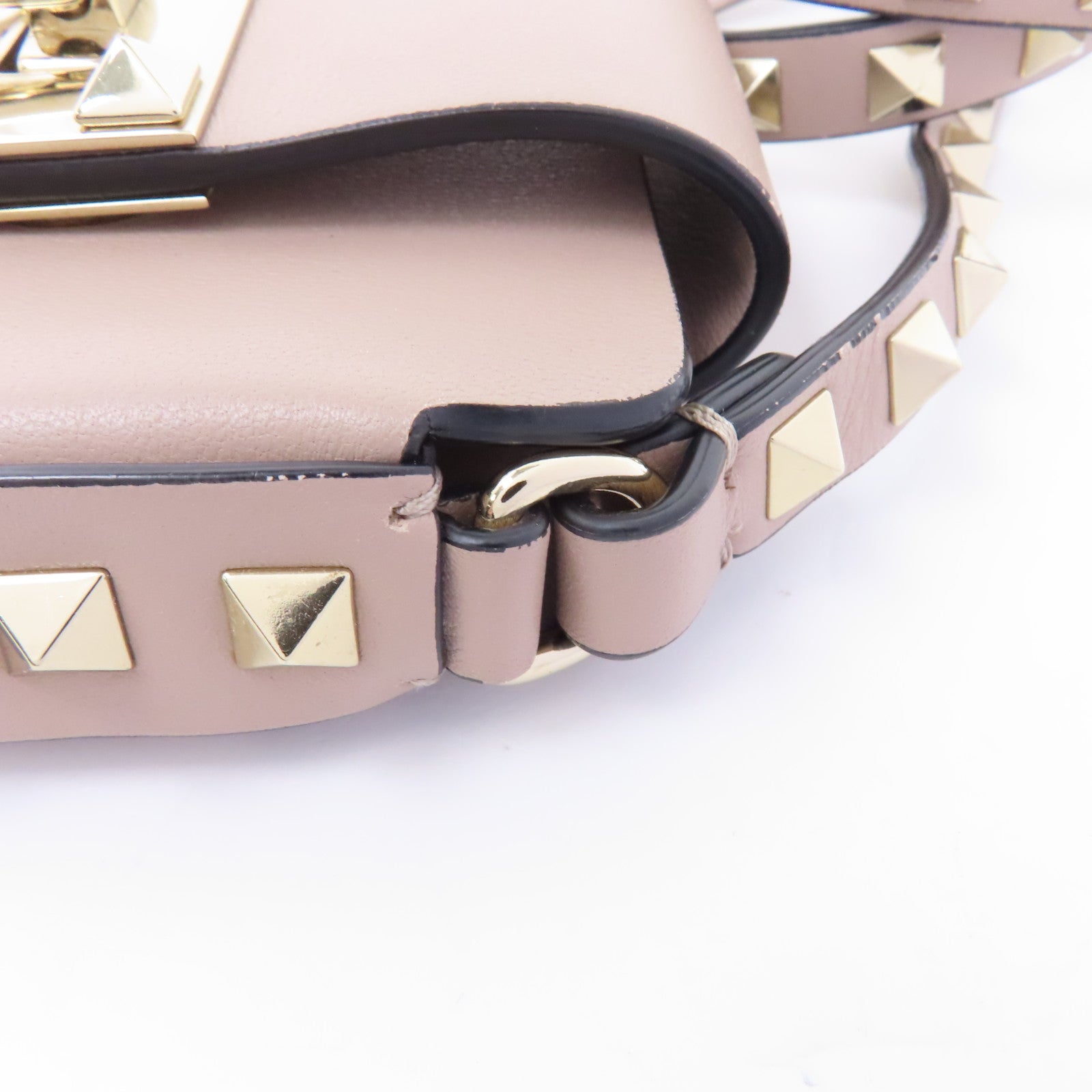 Valentino 【激減優惠】牛皮皮革Garavani Rockstud金扣肩背袋粉紅色