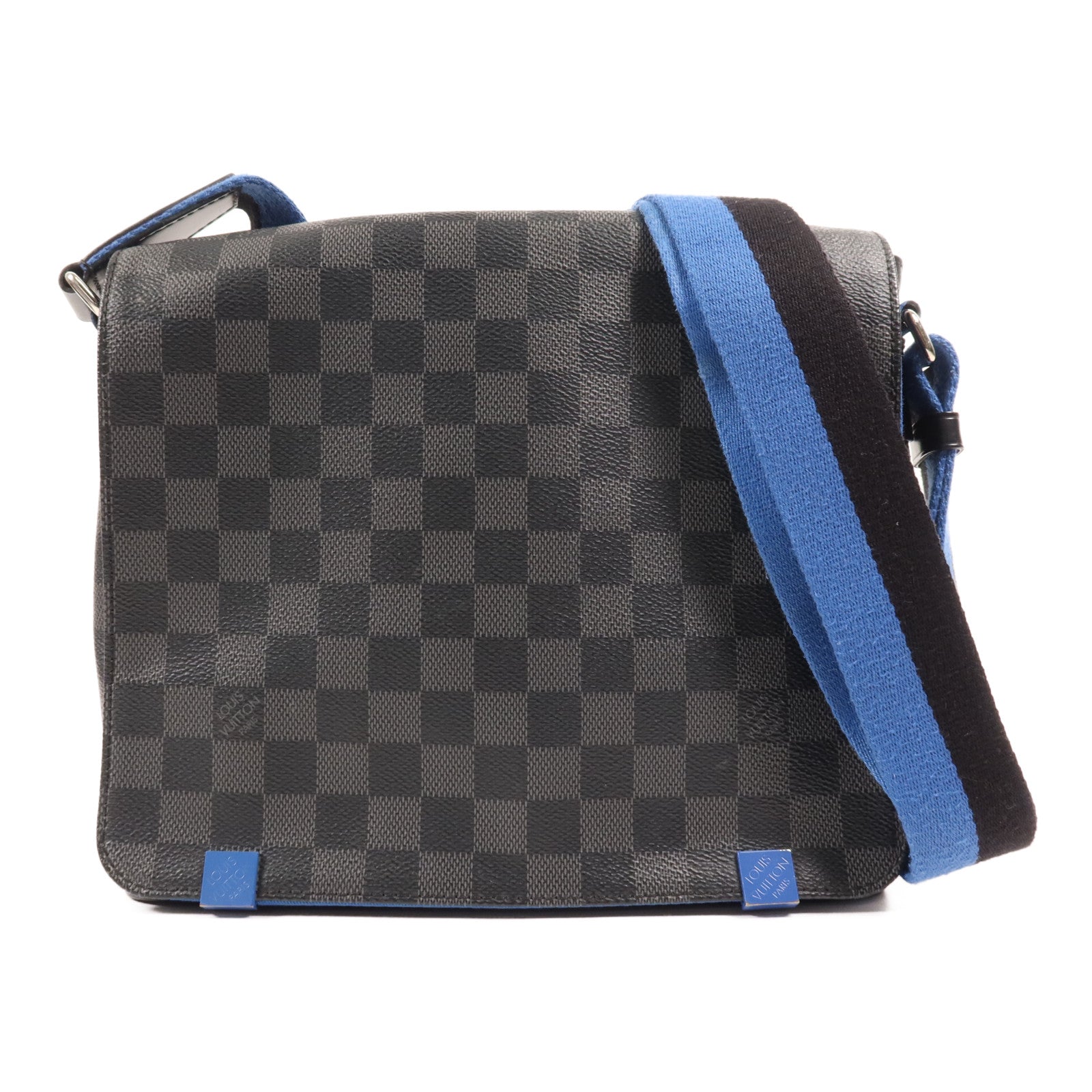 LOUIS VUITTON Damier Graphite District PM銀扣肩背袋