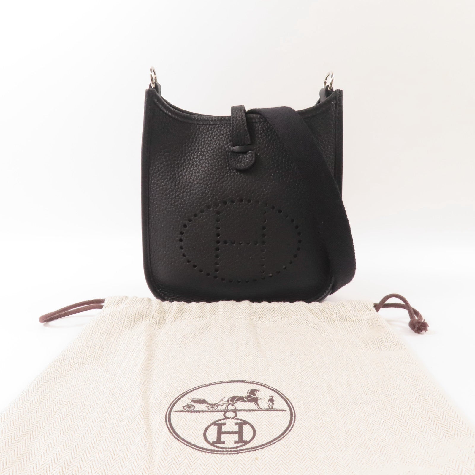 HERMES Clemence皮革Evelyne TPM銀扣肩背袋
