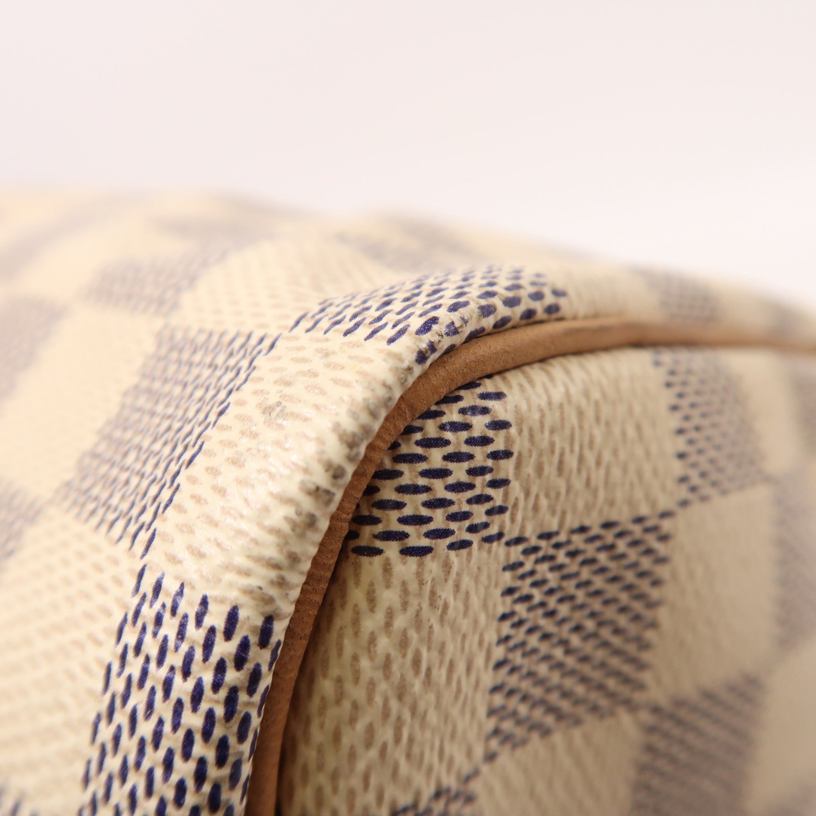 LOUIS VUITTON Damier Azur Speedy 30金扣手挽袋白色