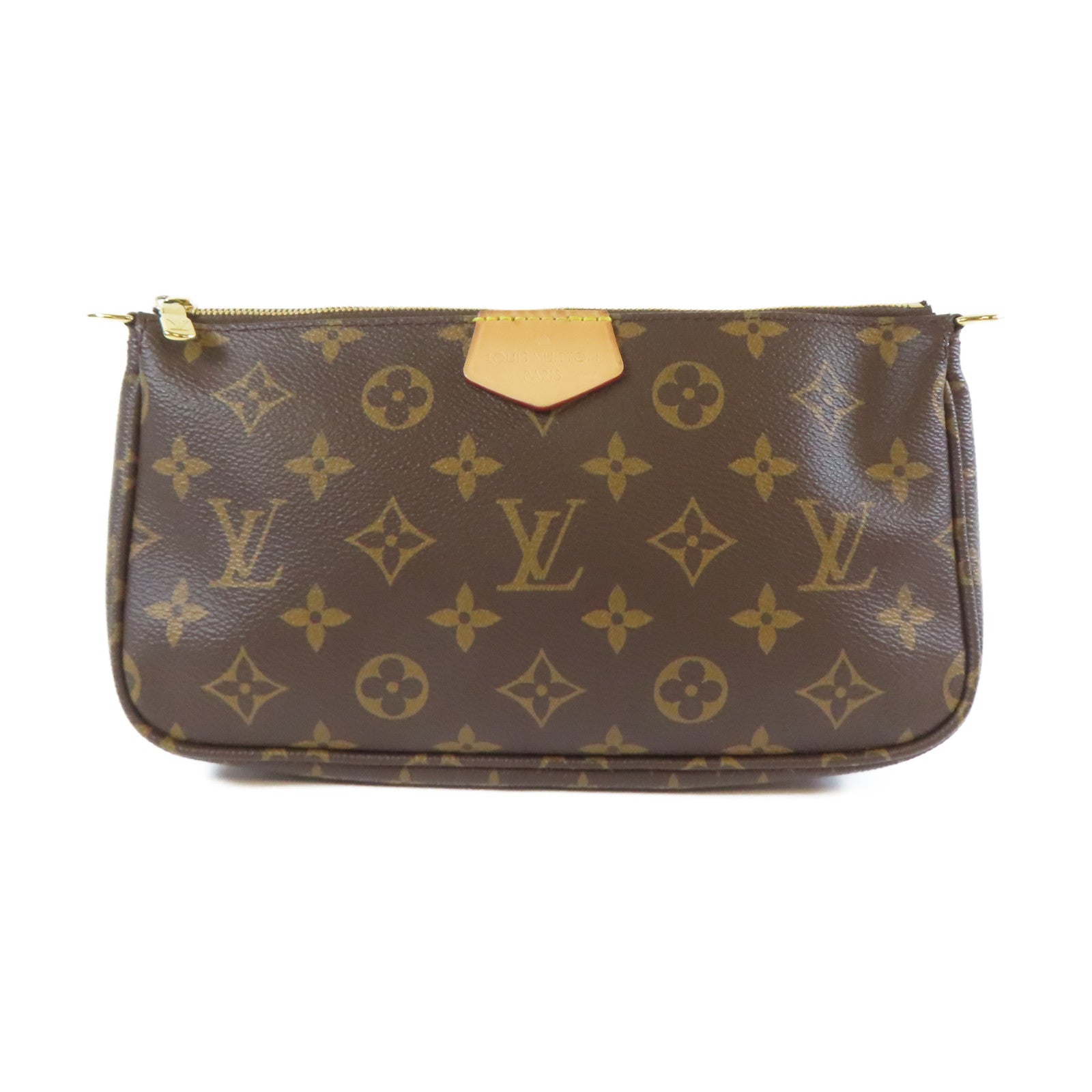 LOUIS VUITTON 【清倉大減價】Monogram Multi Pochette Accessoires金扣手挽肩背兩用袋啡色/粉紅色
