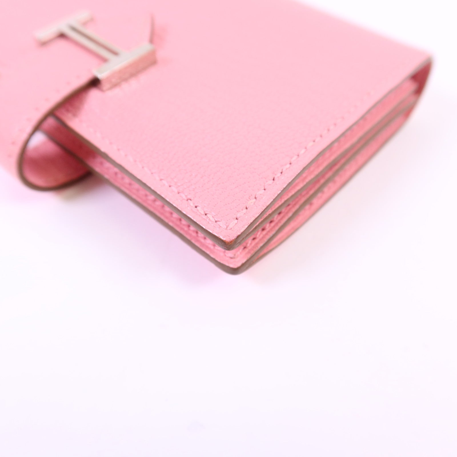 HERMES Chevre皮革Bearn卡片套Rose Lipstick