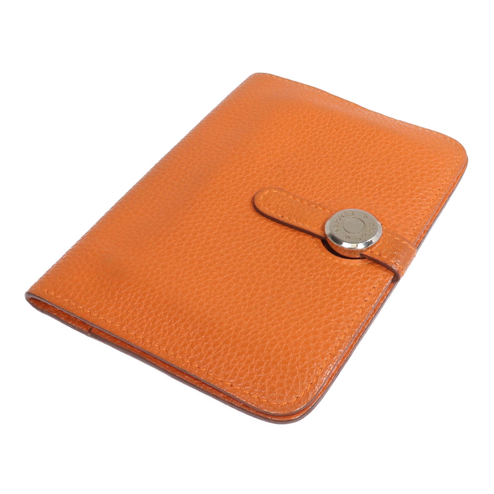 HERMES 【激減優惠】Togo皮革Dogon Compact銀扣錢包Orange