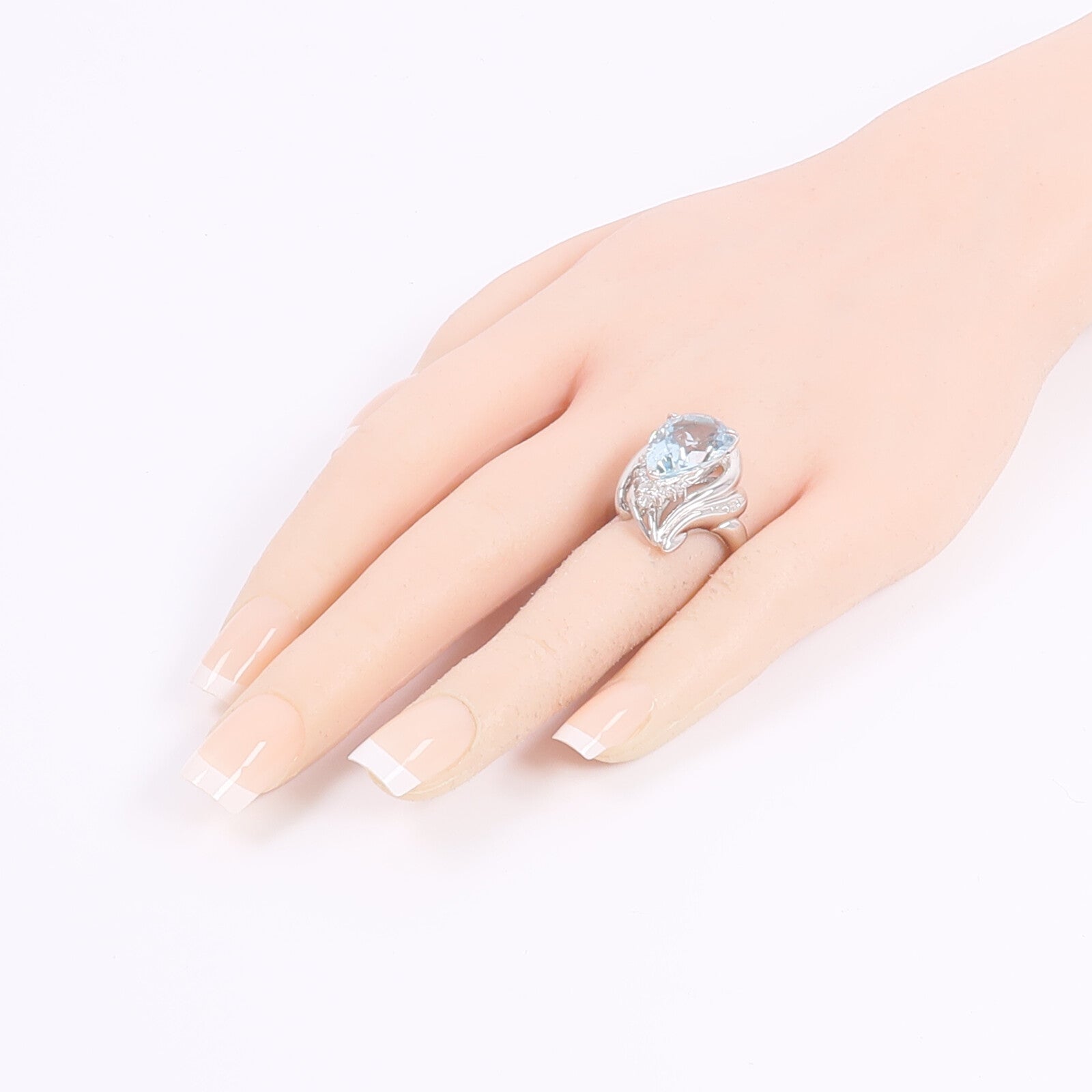 JEWELRY PT900鉑金Aquamarine Diamond Ring藍晶/鑽石戒指