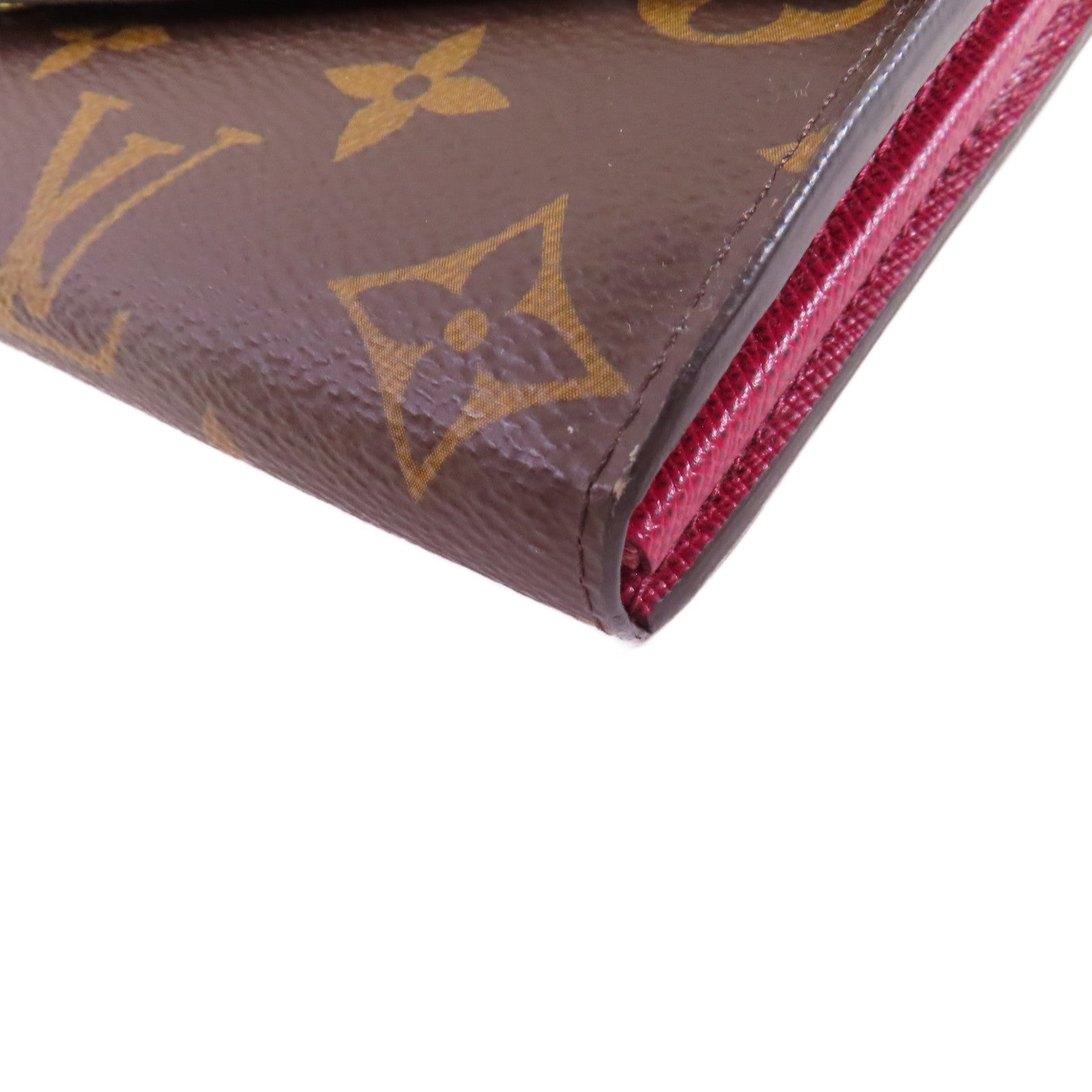LOUIS VUITTON Monogram Sarah Wallet金扣長錢包啡色/酒紅色