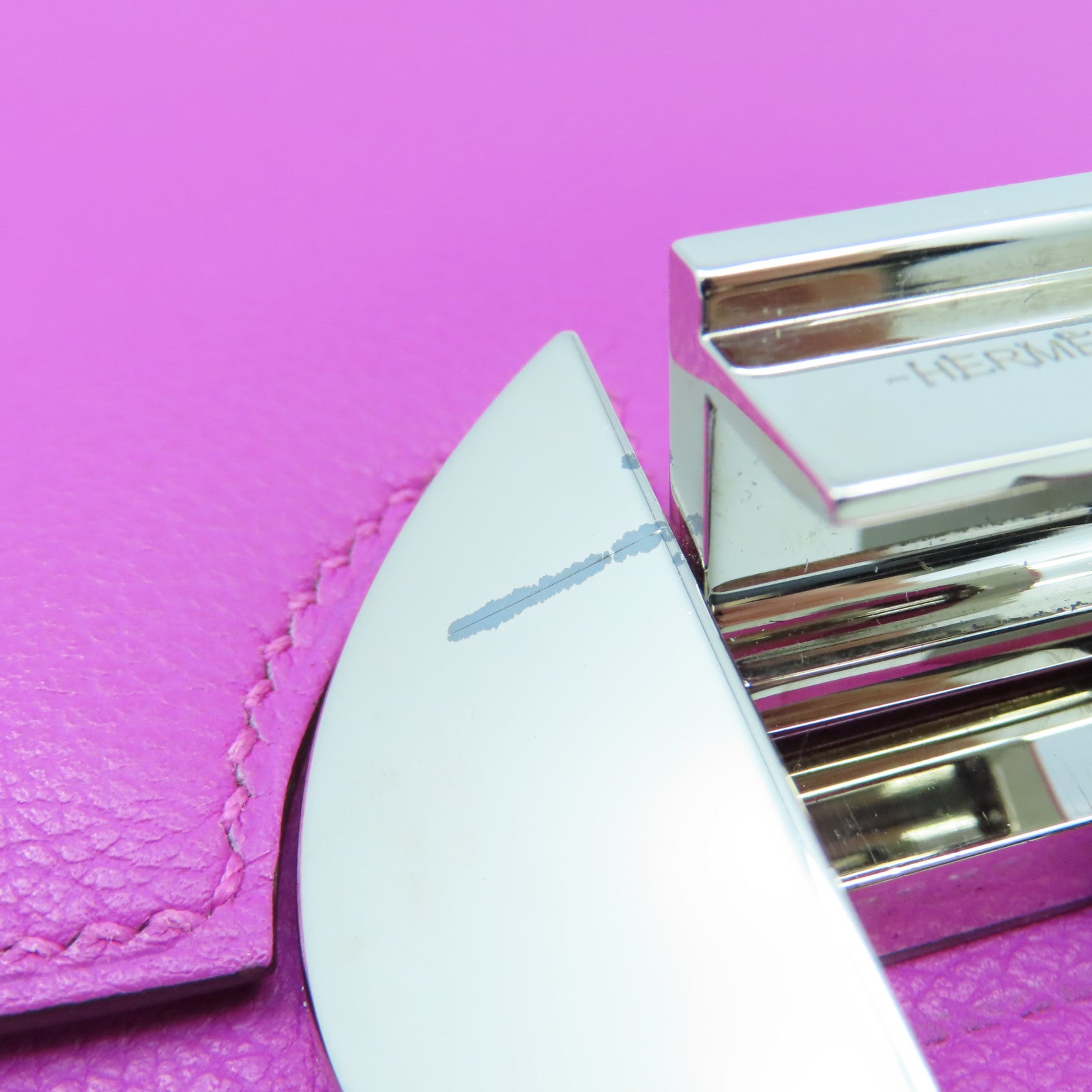 HERMES 【激減優惠精選】Evercolor皮革2002-20銀扣肩背袋Rose Purple紫色