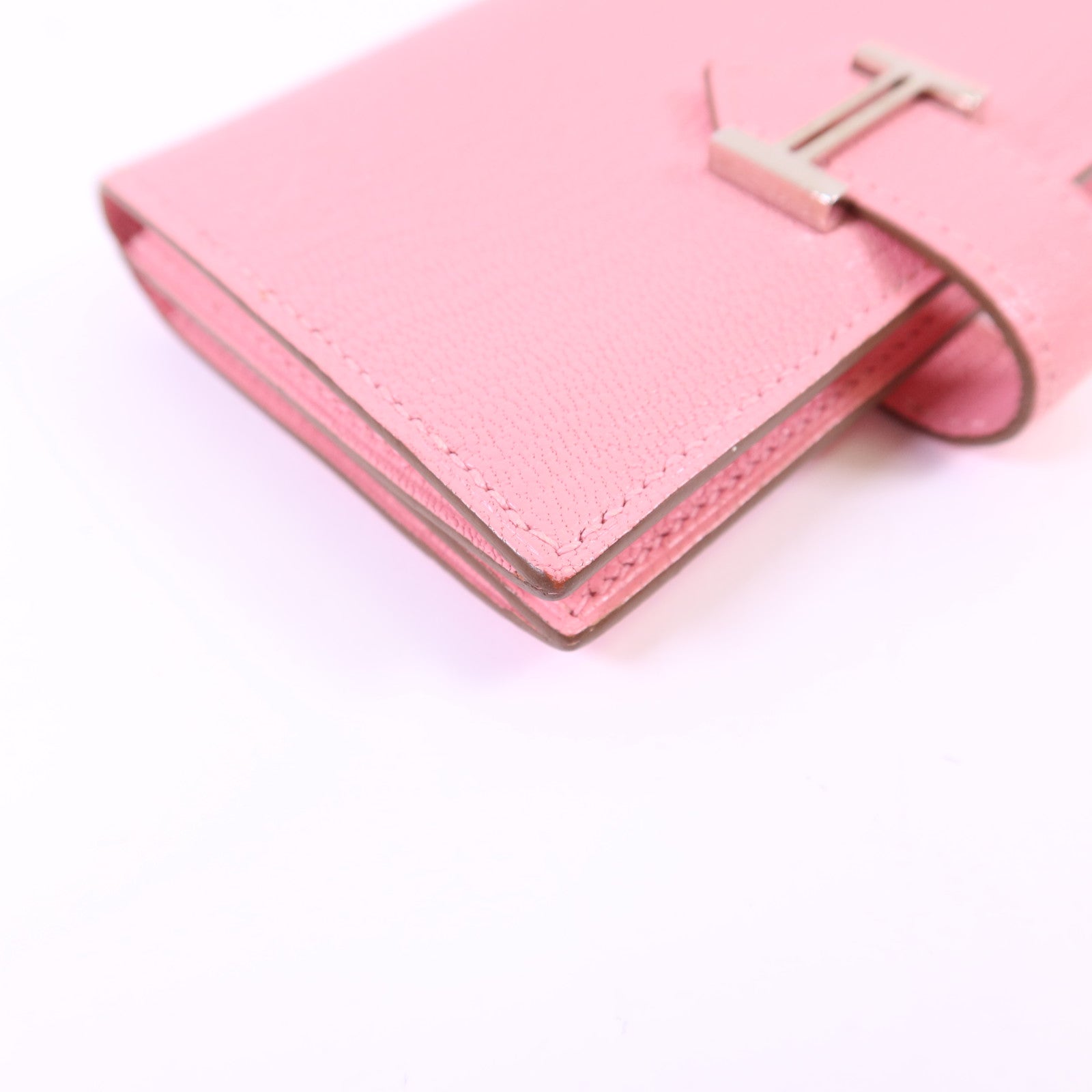 HERMES Chevre皮革Bearn卡片套Rose Lipstick