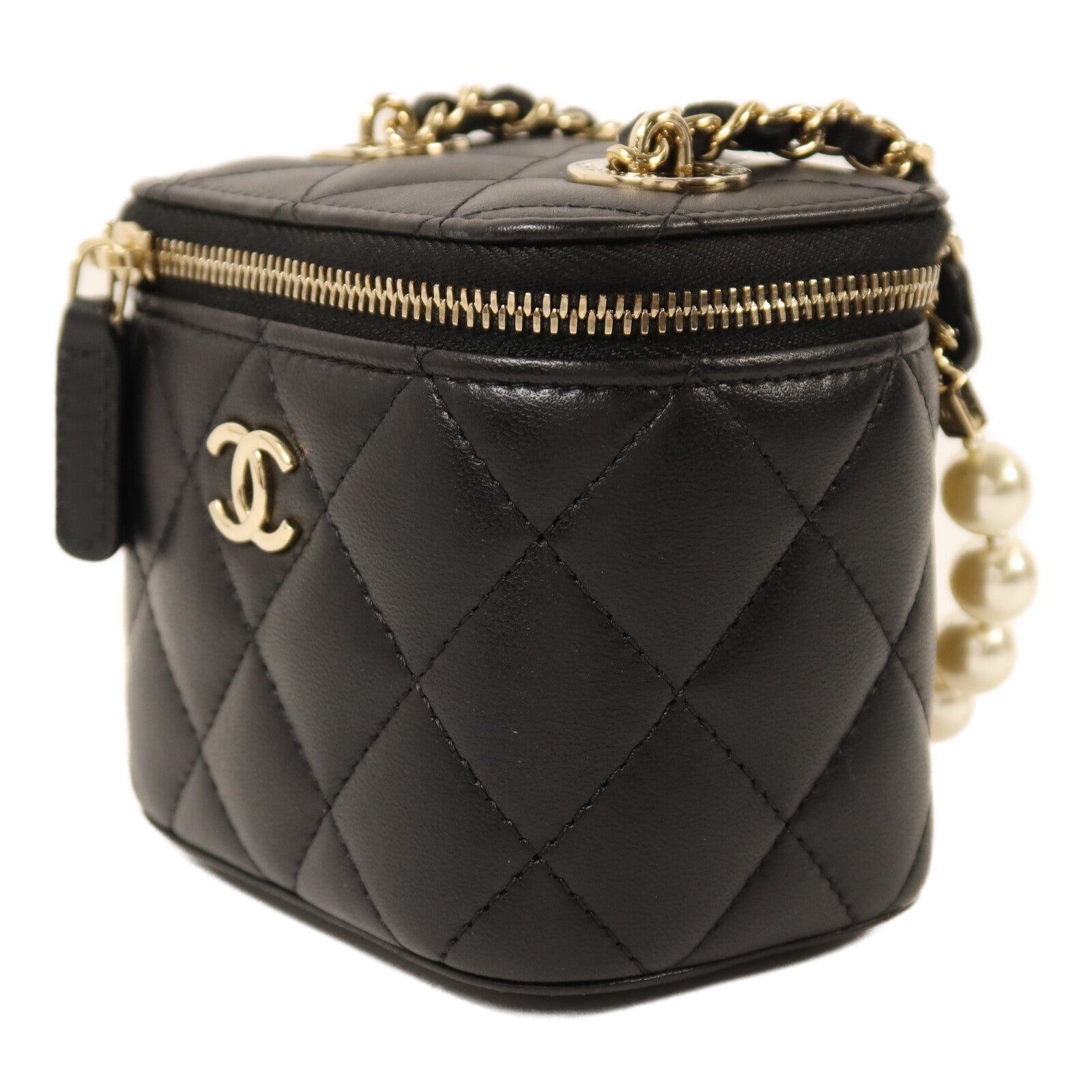 CHANEL 【激減優惠】羊皮皮革Mini Pearl Vanity Case金扣鏈帶肩背袋