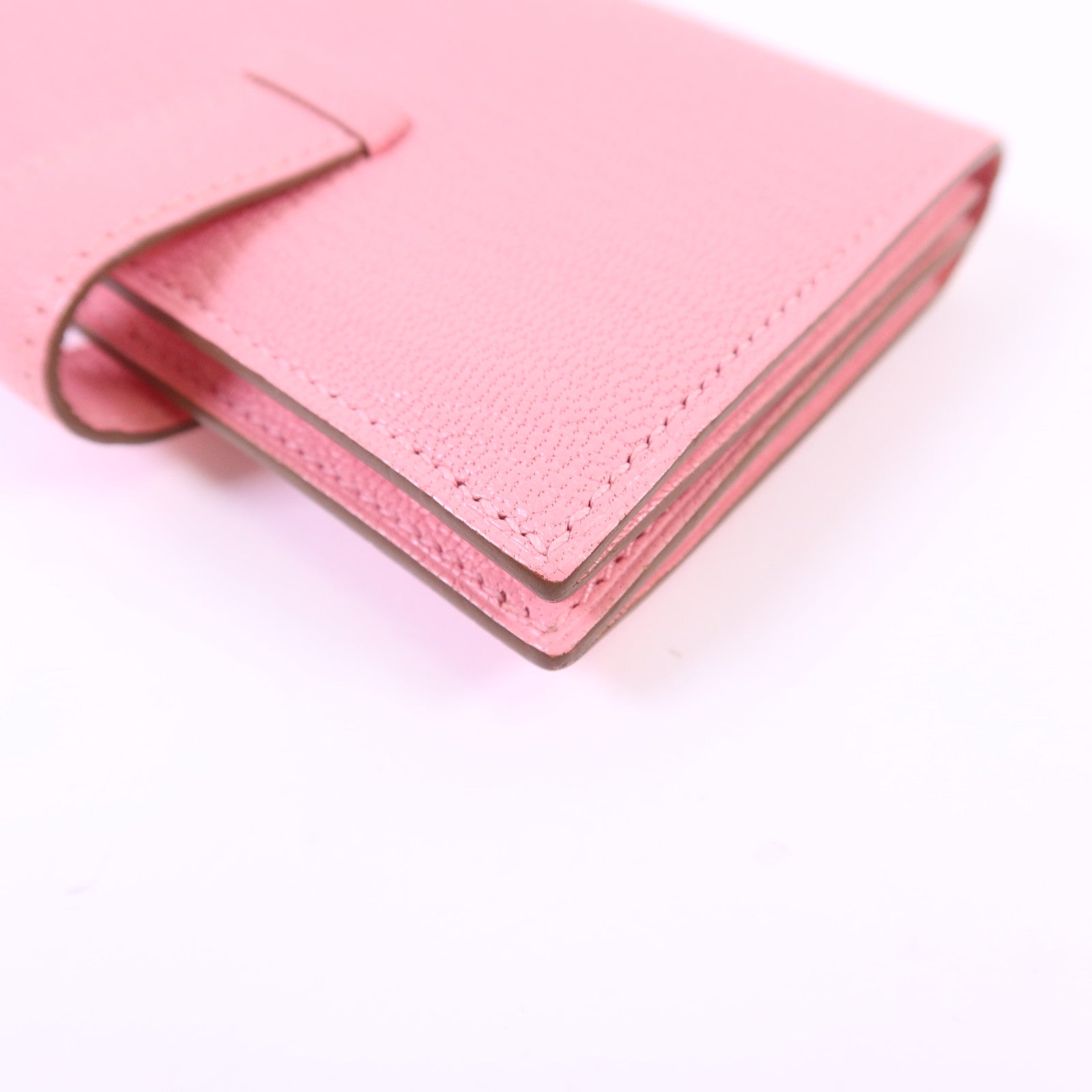 HERMES Chevre皮革Bearn卡片套Rose Lipstick