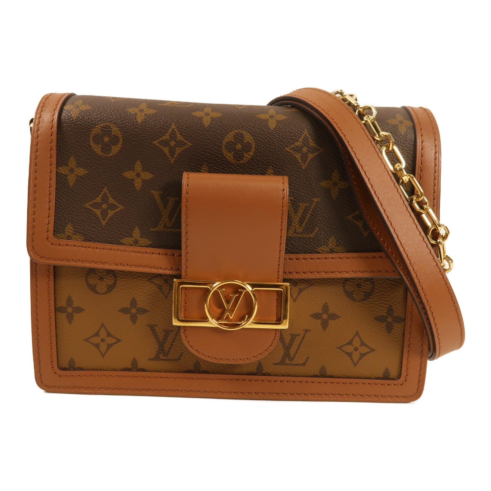 LOUIS VUITTON 【激減優惠】Monogram Reverse Dauphine MM金扣肩背袋