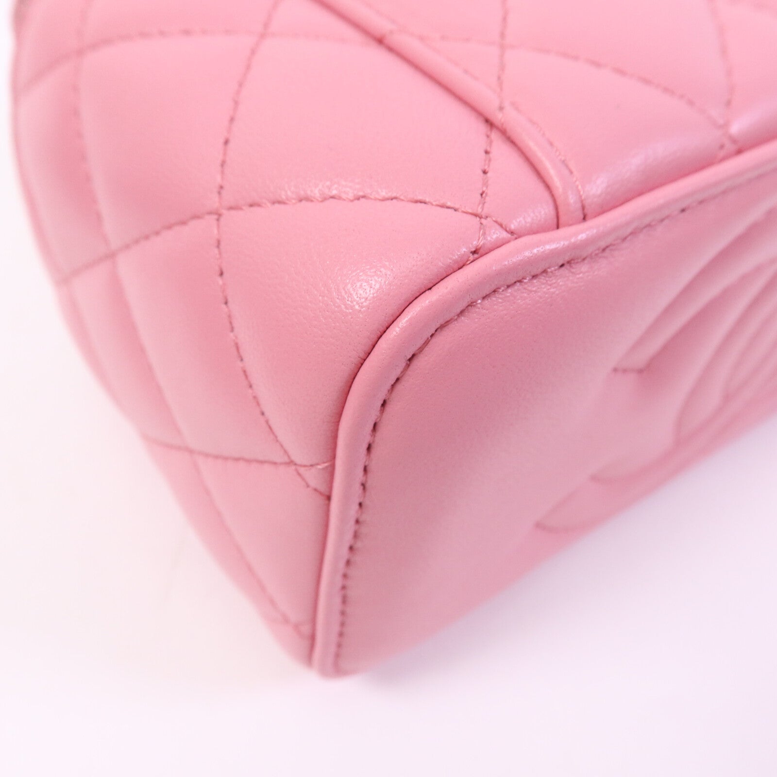 CHANEL 羊皮皮革Vanity Case With Top Handle金扣鏈帶肩背袋