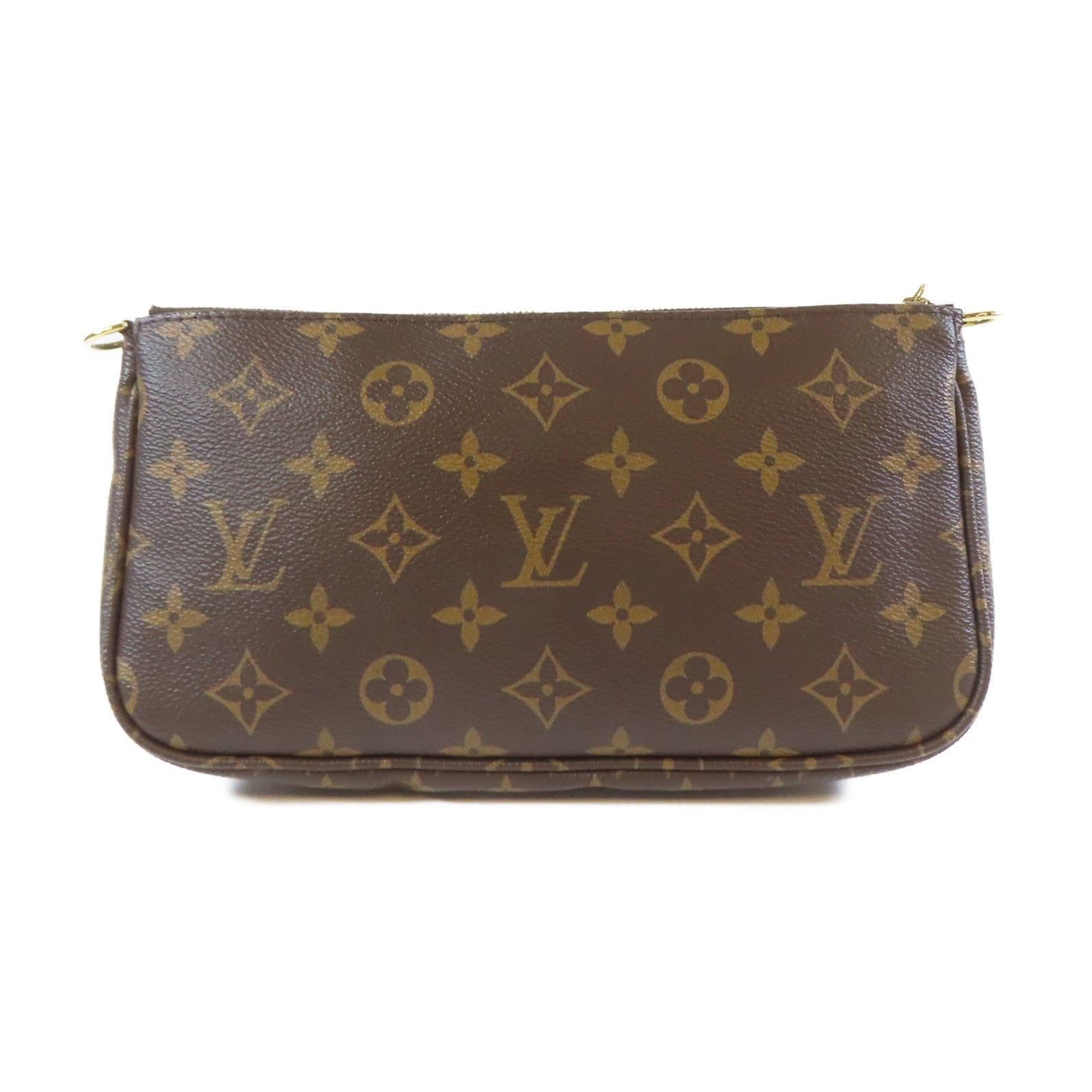 LOUIS VUITTON 【清倉大減價】Monogram Multi Pochette Accessoires金扣手挽肩背兩用袋啡色/粉紅色