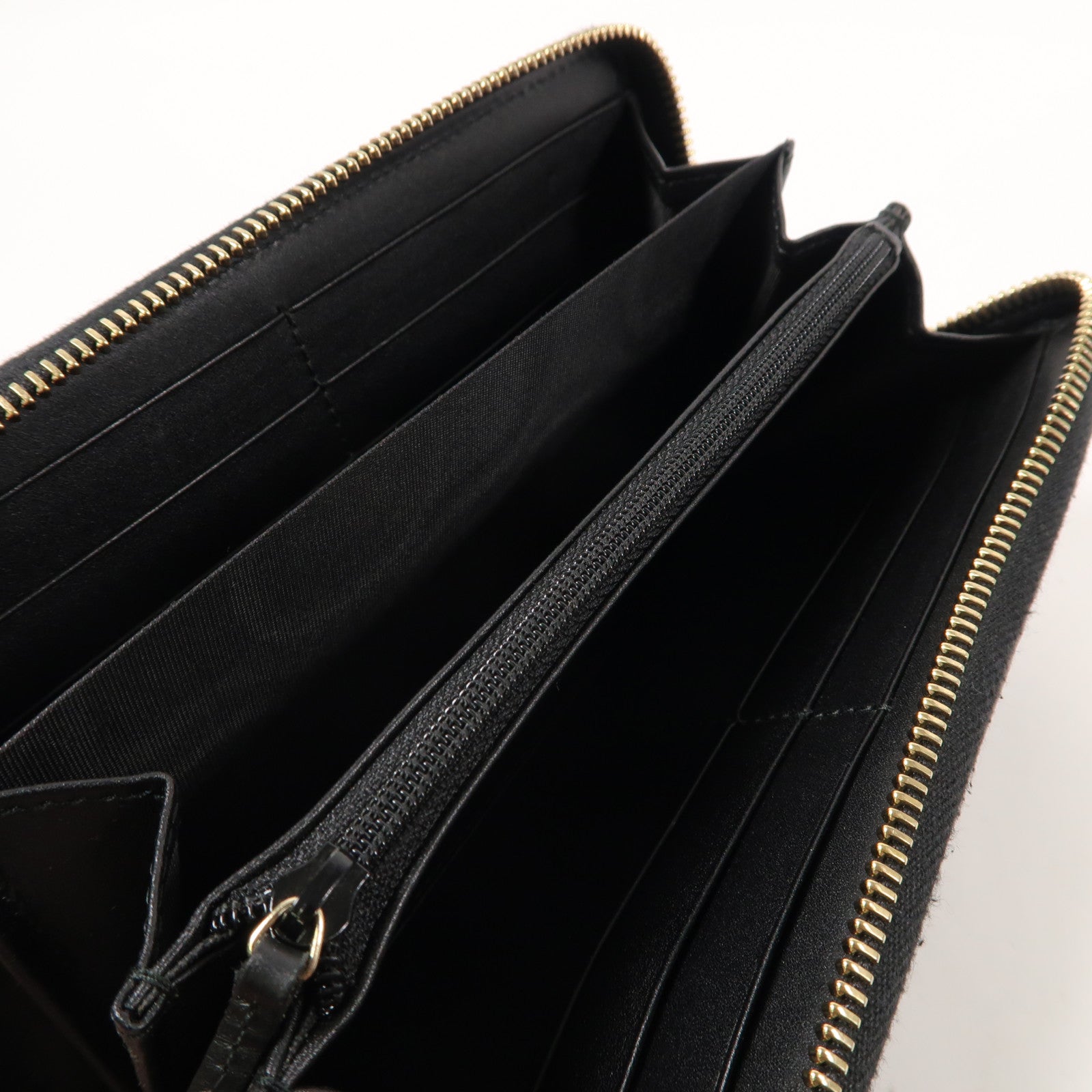 GUCCI 牛皮皮革Guccissima Round Long WalletL形拉鍊長錢包黑色