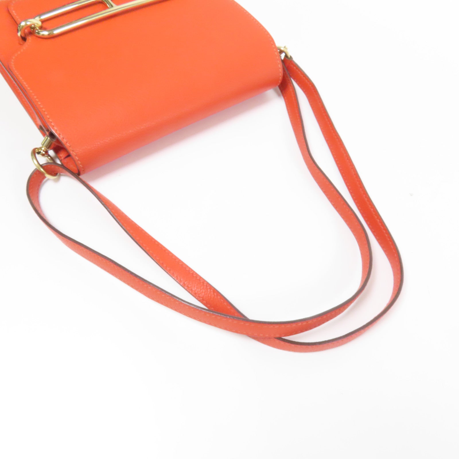 HERMES 【激減優惠】Evercolor皮革Roulis Mini金扣肩背袋Red