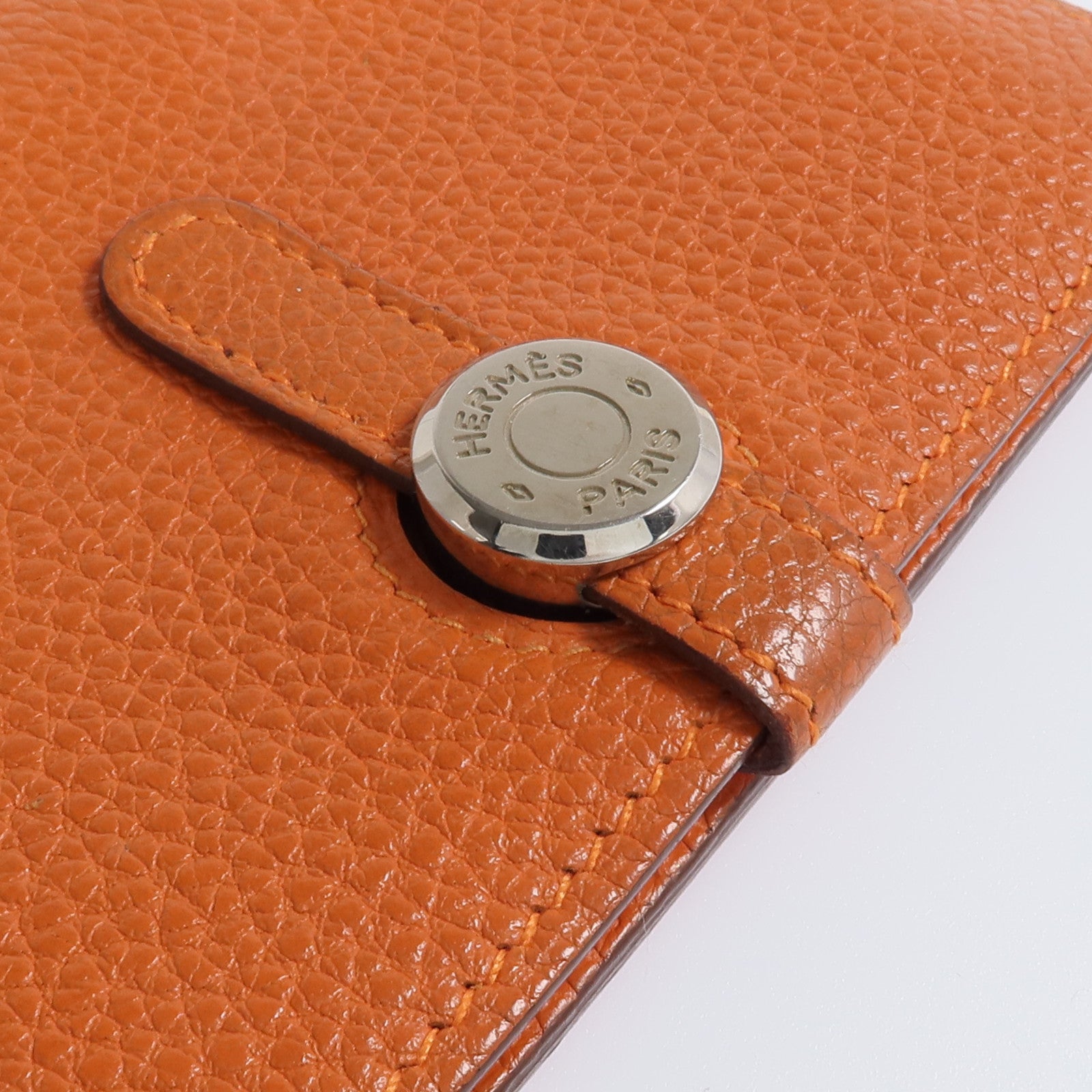 HERMES 【激減優惠】Togo皮革Dogon Compact銀扣錢包Orange