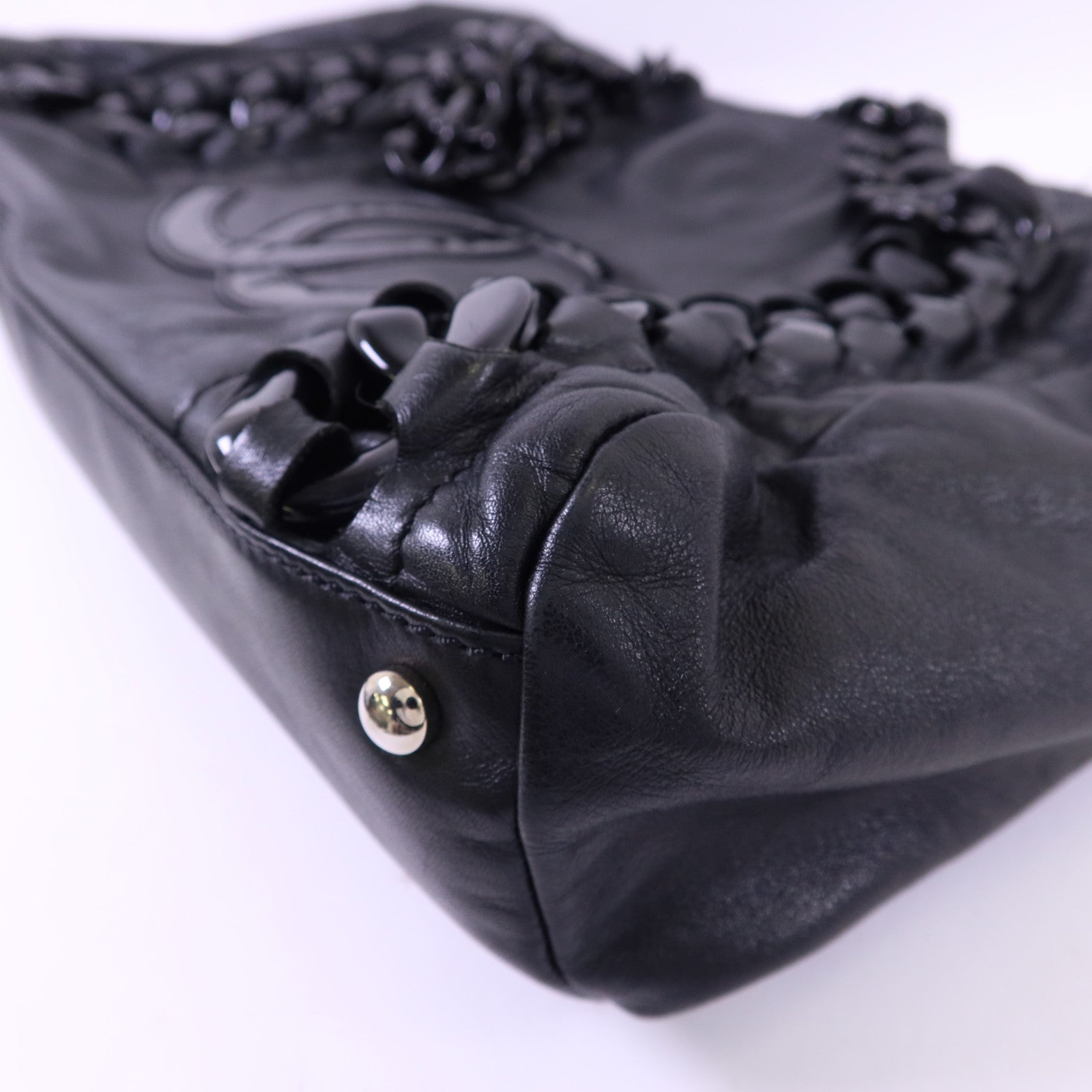 CHANEL 牛皮皮革Modern Chain Rhodoid East West Tote銀扣手挽袋