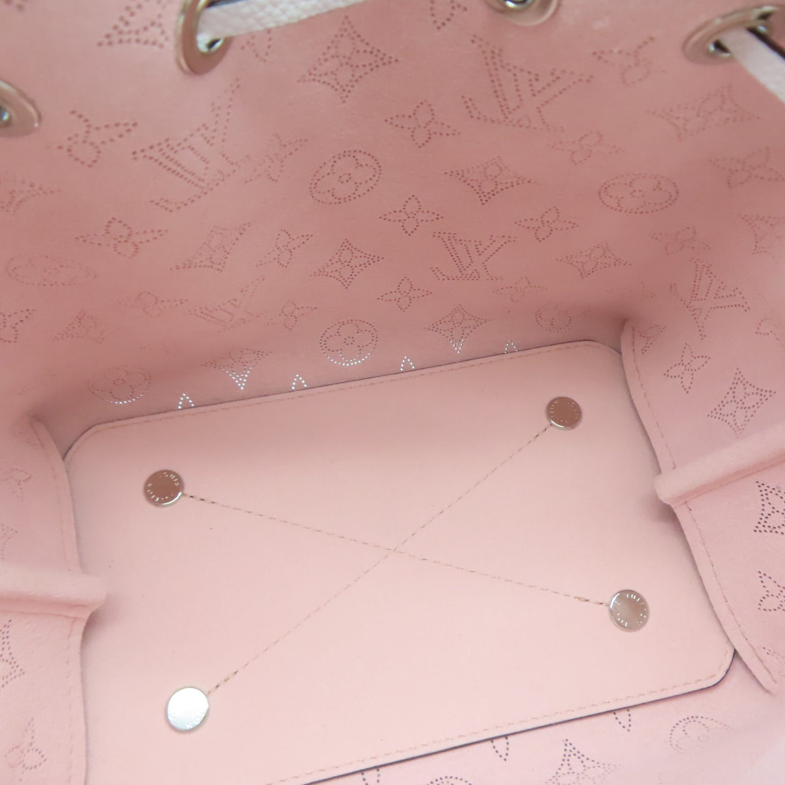 LOUIS VUITTON 【激減優惠】Monogram Mahina Bella銀扣鏈帶肩背袋白色/粉紅色