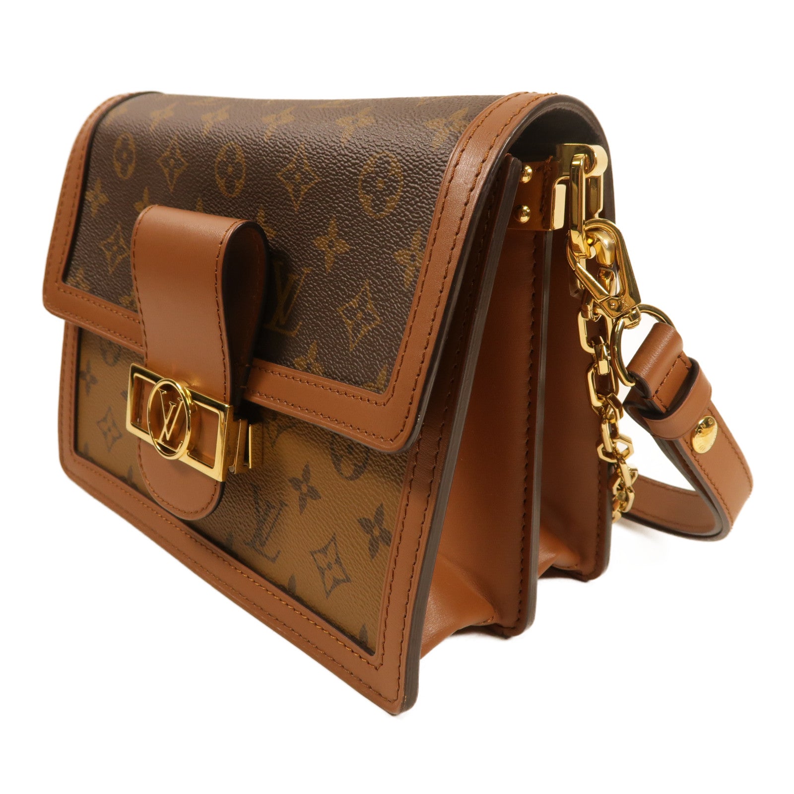 LOUIS VUITTON Monogram Reverse Dauphine MM金扣肩背袋