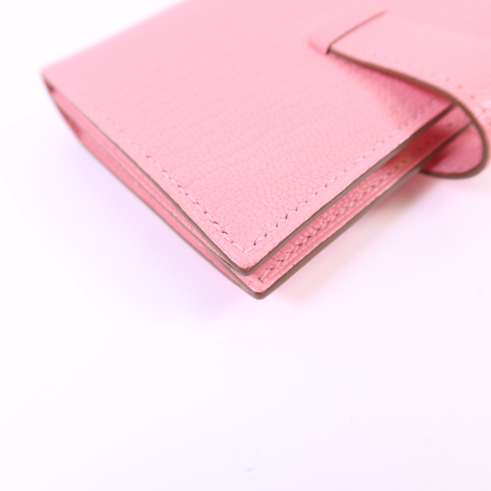 HERMES Chevre皮革Bearn卡片套Rose Lipstick