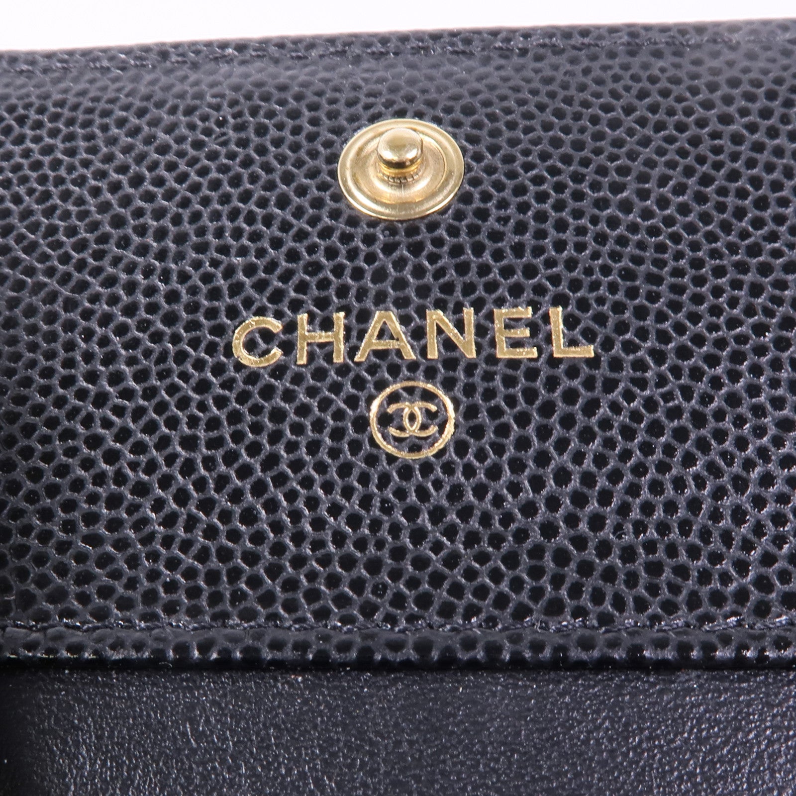 CHANEL 牛皮皮革Boy Wallet金扣錢包