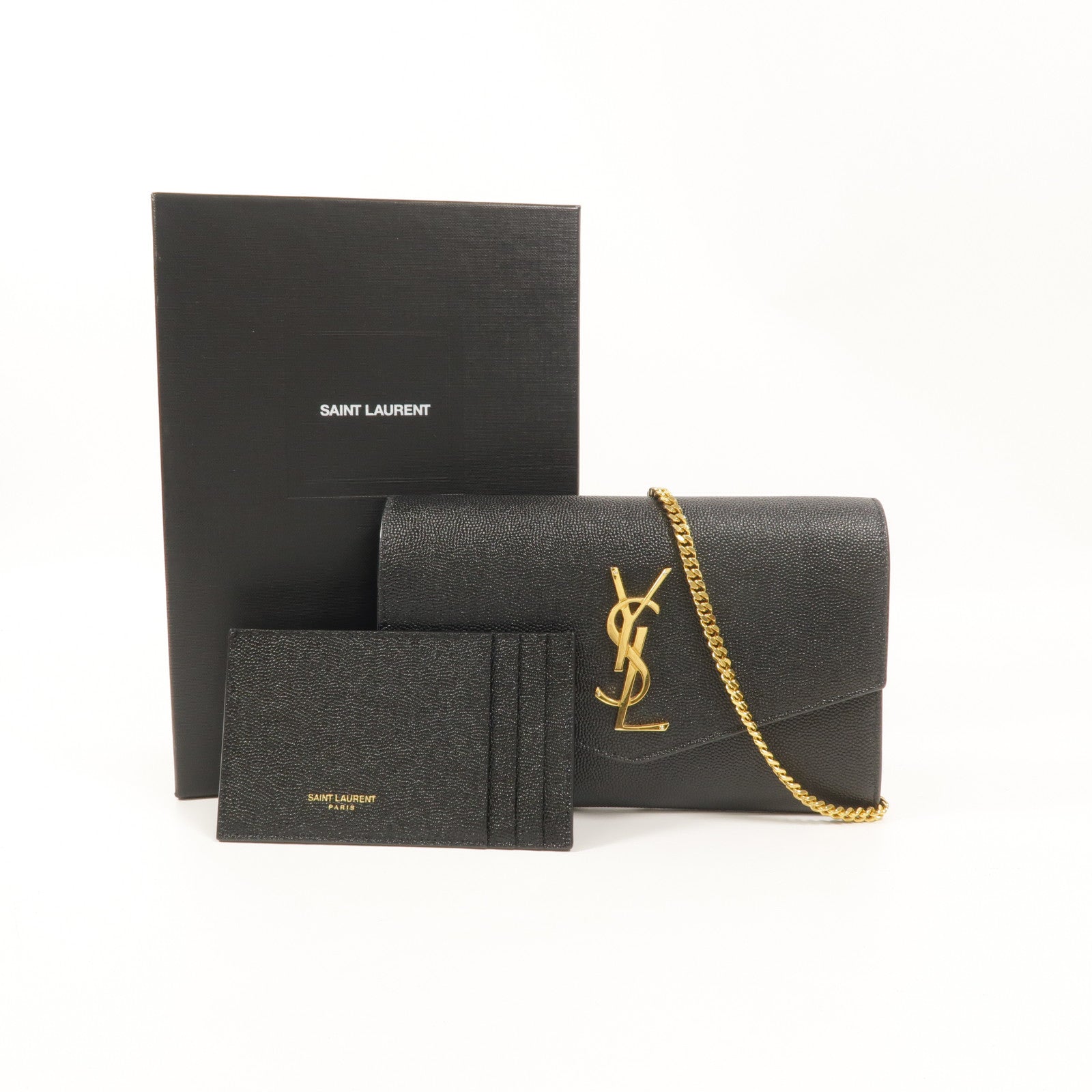 SAINT LAURENT 牛皮皮革Uptown Chain Wallet鏈帶肩背袋