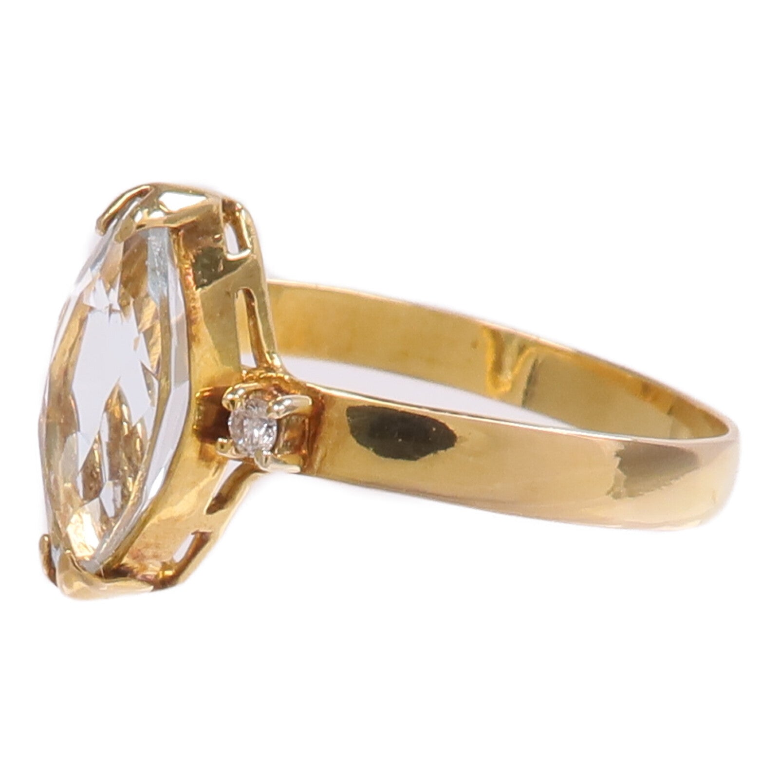 JEWELRY 【激減優惠】18K黃金Aquamarine Diamond Ring藍晶/鑽石戒指US#6
