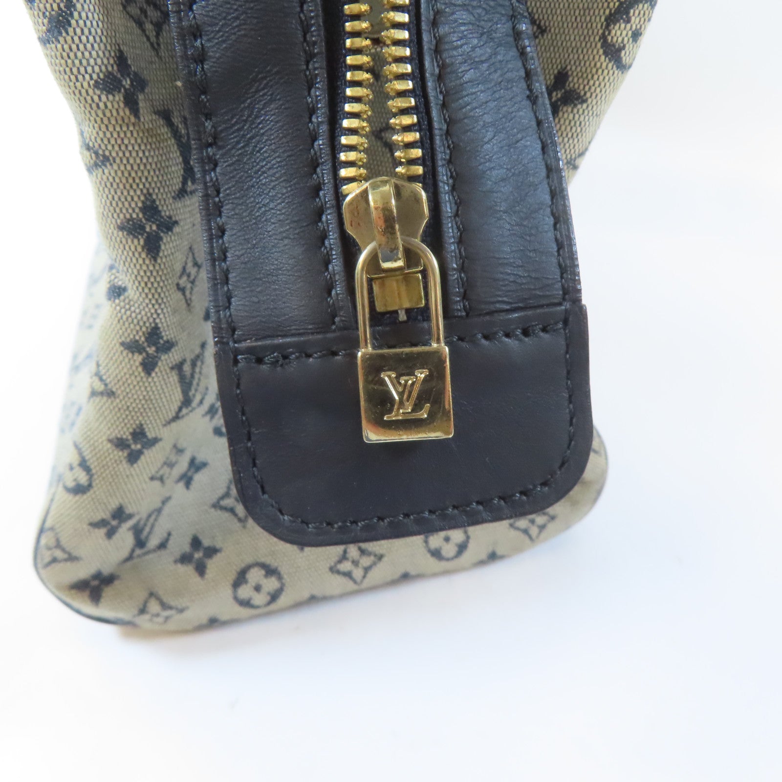 LOUIS VUITTON Monogram Mini Josephine GM金扣手挽袋淺褐色/藍色