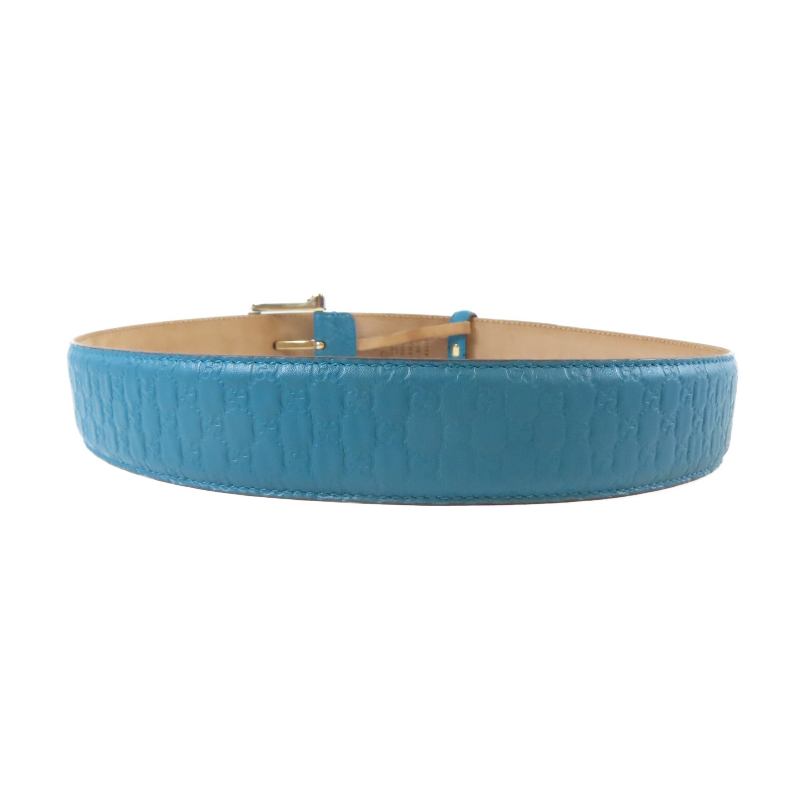GUCCI 【激減優惠】牛皮皮革Belt銀扣皮帶藍色