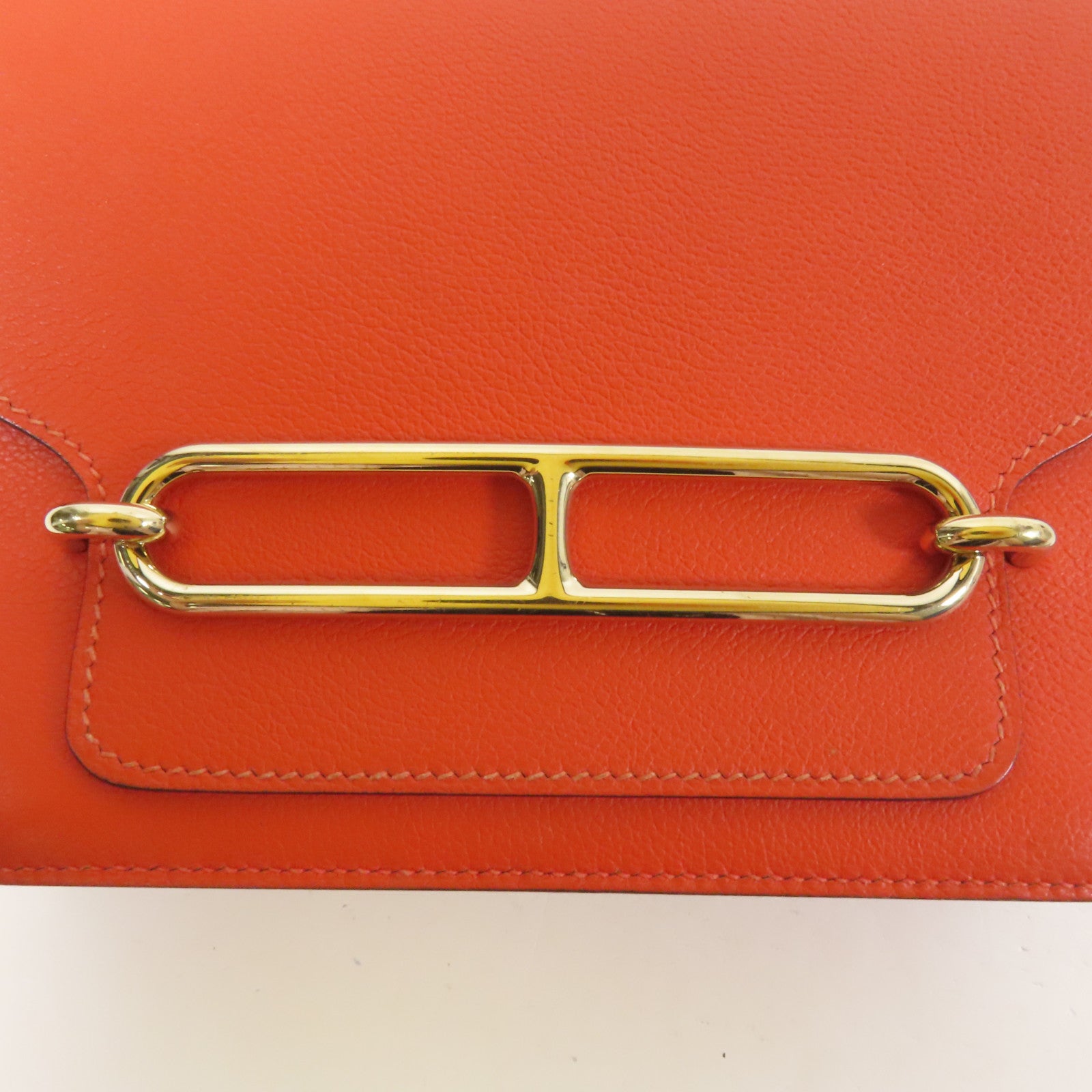 HERMES 【激減優惠】Evercolor皮革Roulis Mini金扣肩背袋Red