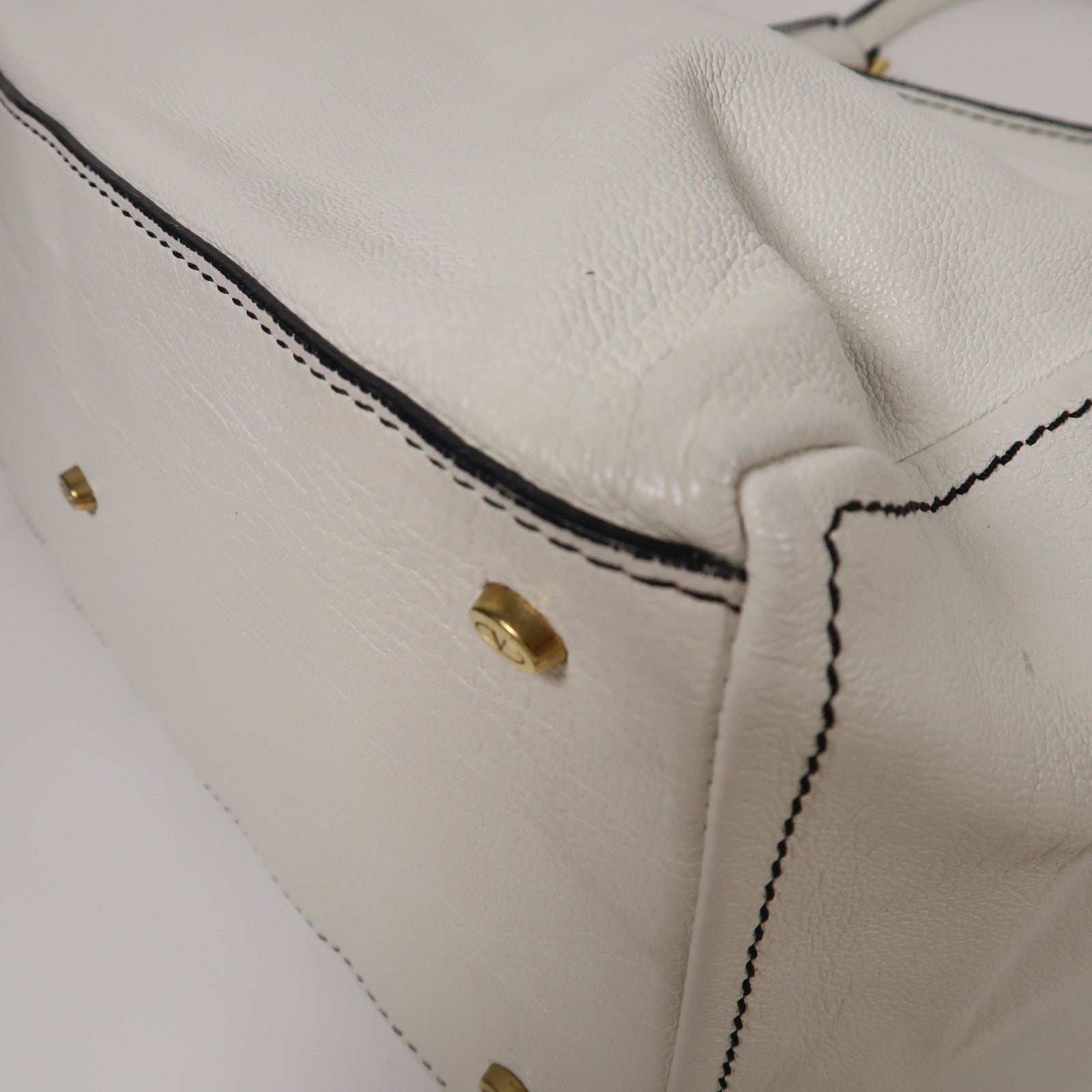 Valentino GHW Handbag Calfskin Leather White