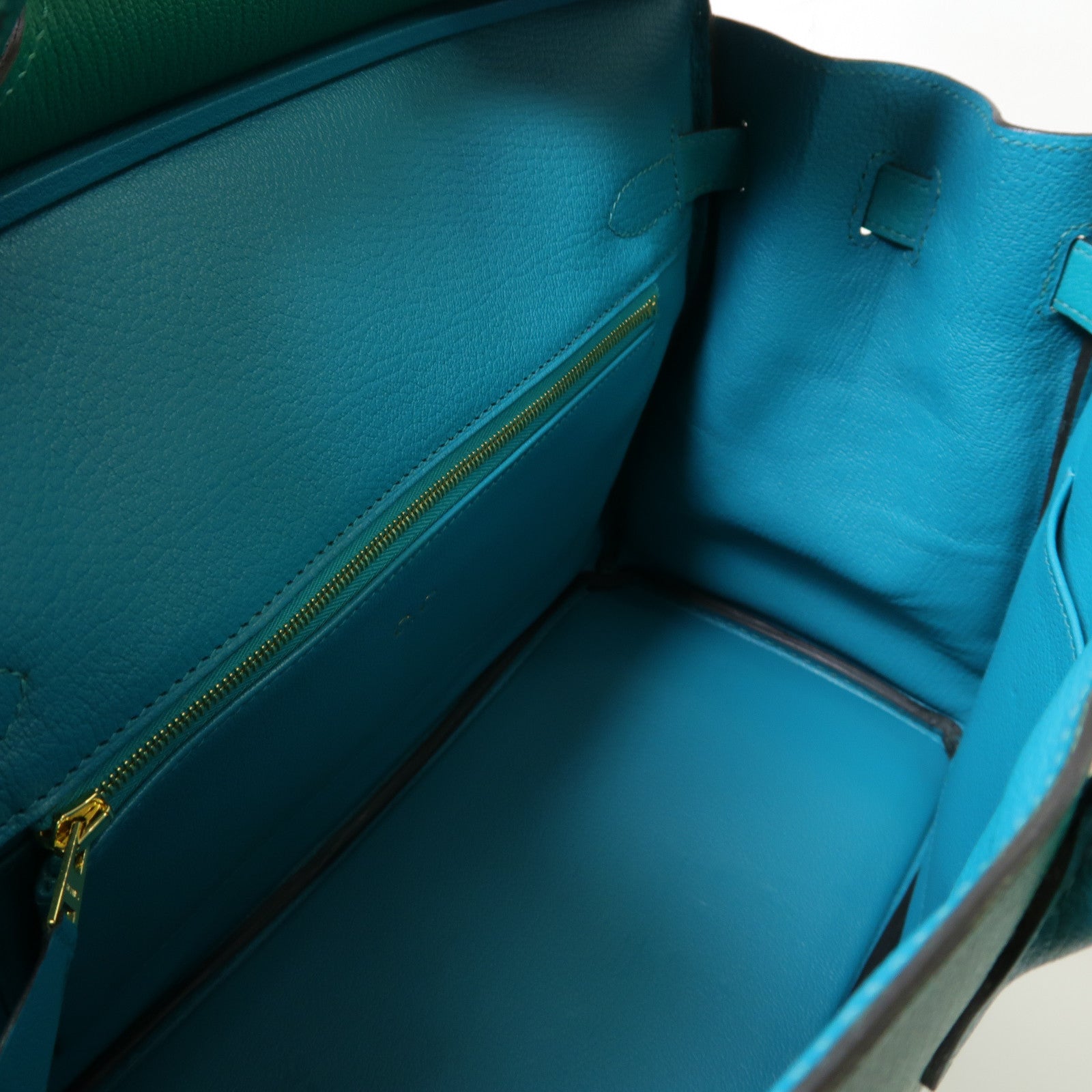 HERMES Chevre皮革Birkin 30(Special Order)金扣手挽袋薄荷綠色/孔雀綠色
