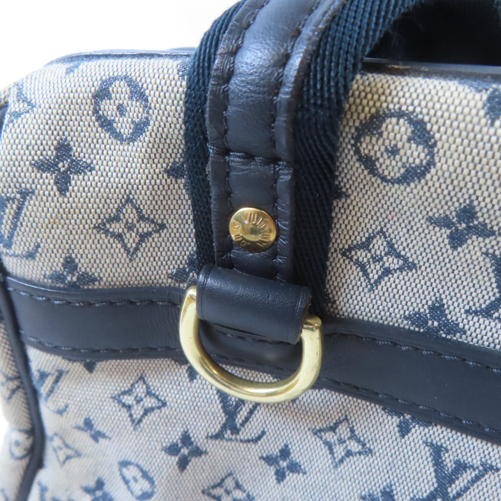 LOUIS VUITTON Monogram Mini Josephine GM金扣手挽袋淺褐色/藍色