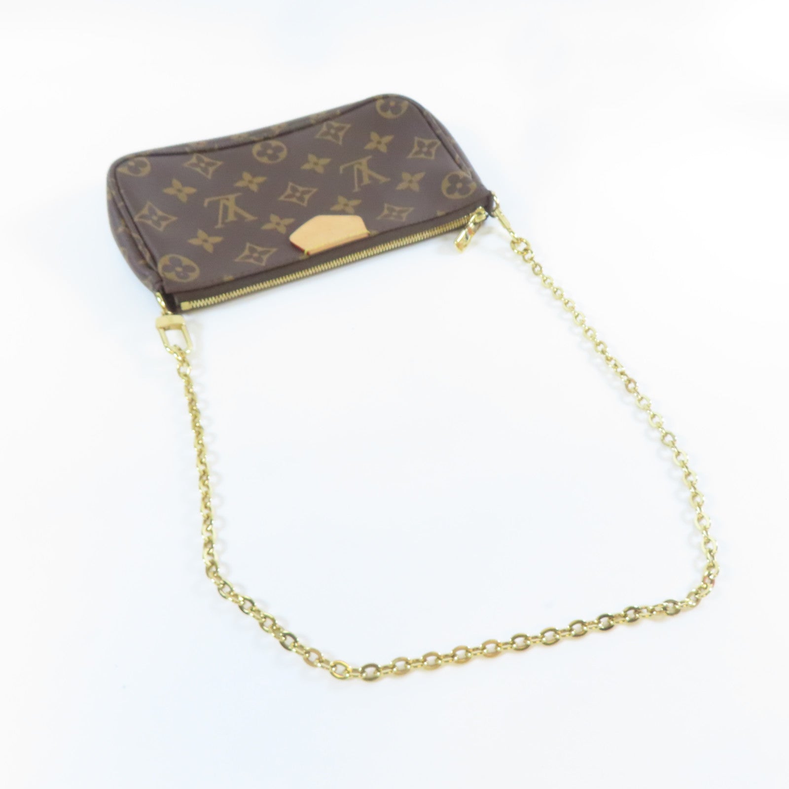 LOUIS VUITTON 【清倉大減價】Monogram Multi Pochette Accessoires金扣手挽肩背兩用袋啡色/粉紅色