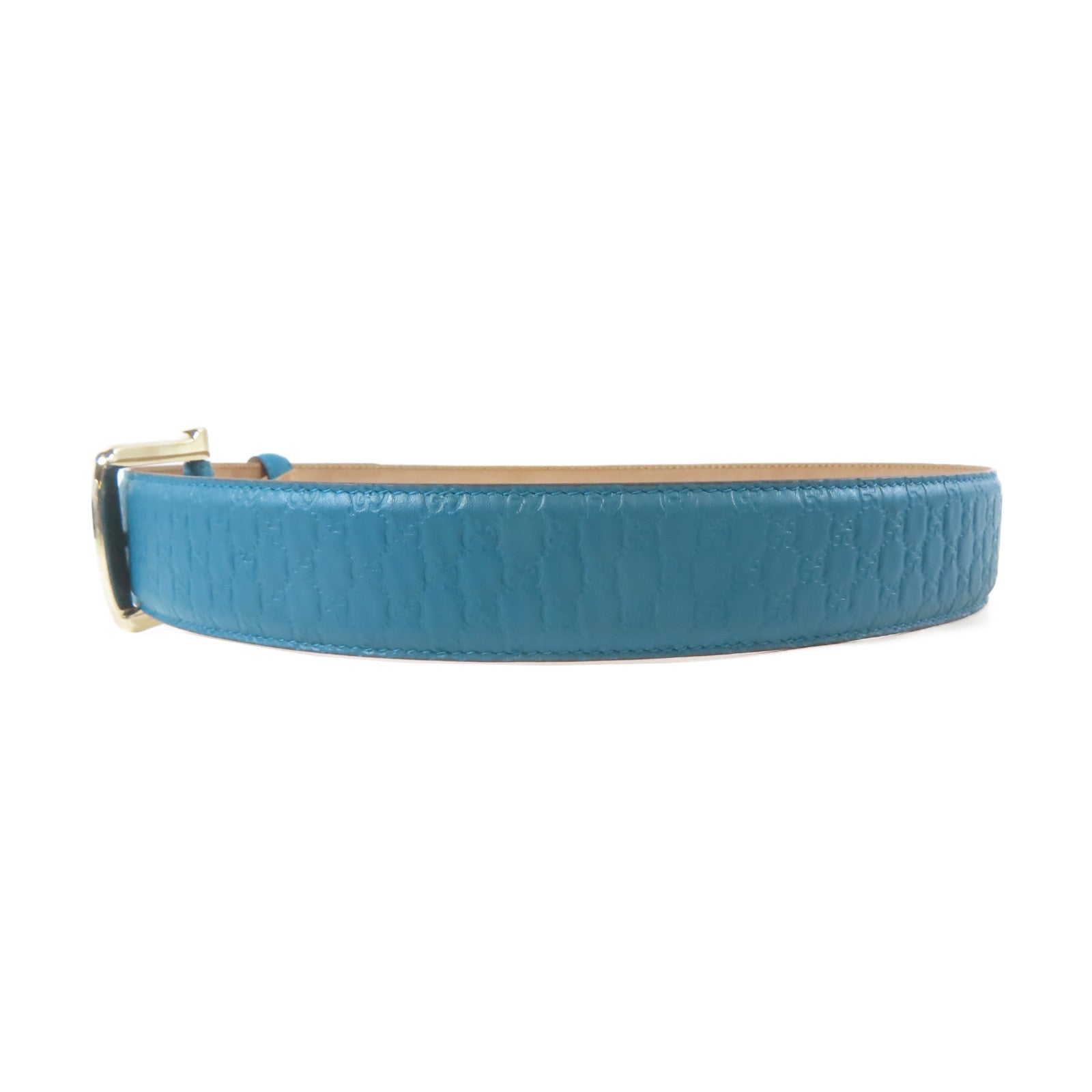 GUCCI 【激減優惠】牛皮皮革Belt銀扣皮帶藍色