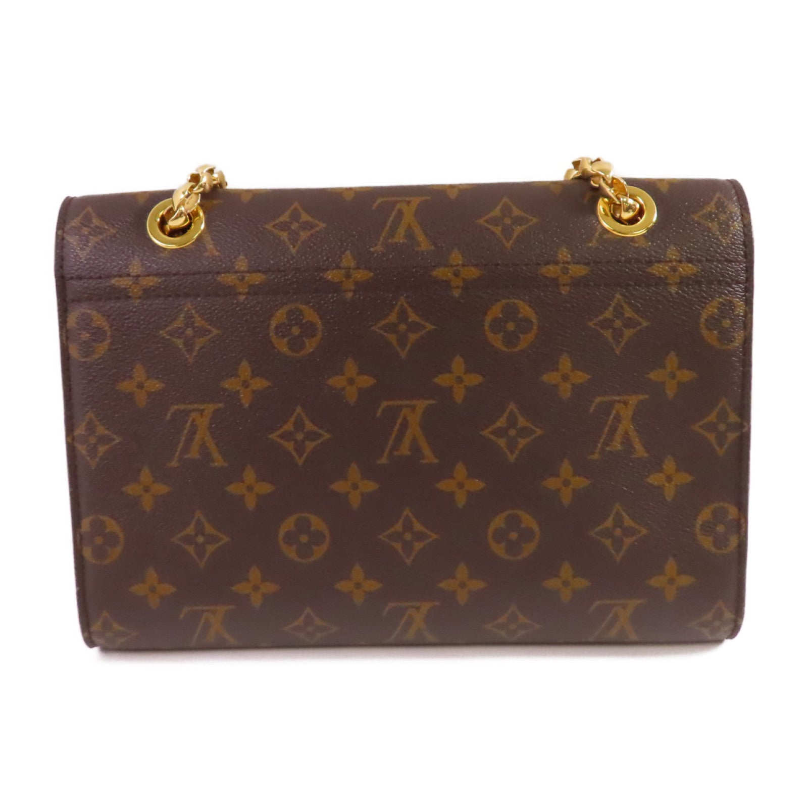 LOUIS VUITTON Monogram Victoire Shoulder Bag金扣鏈帶肩背袋紅色/啡色