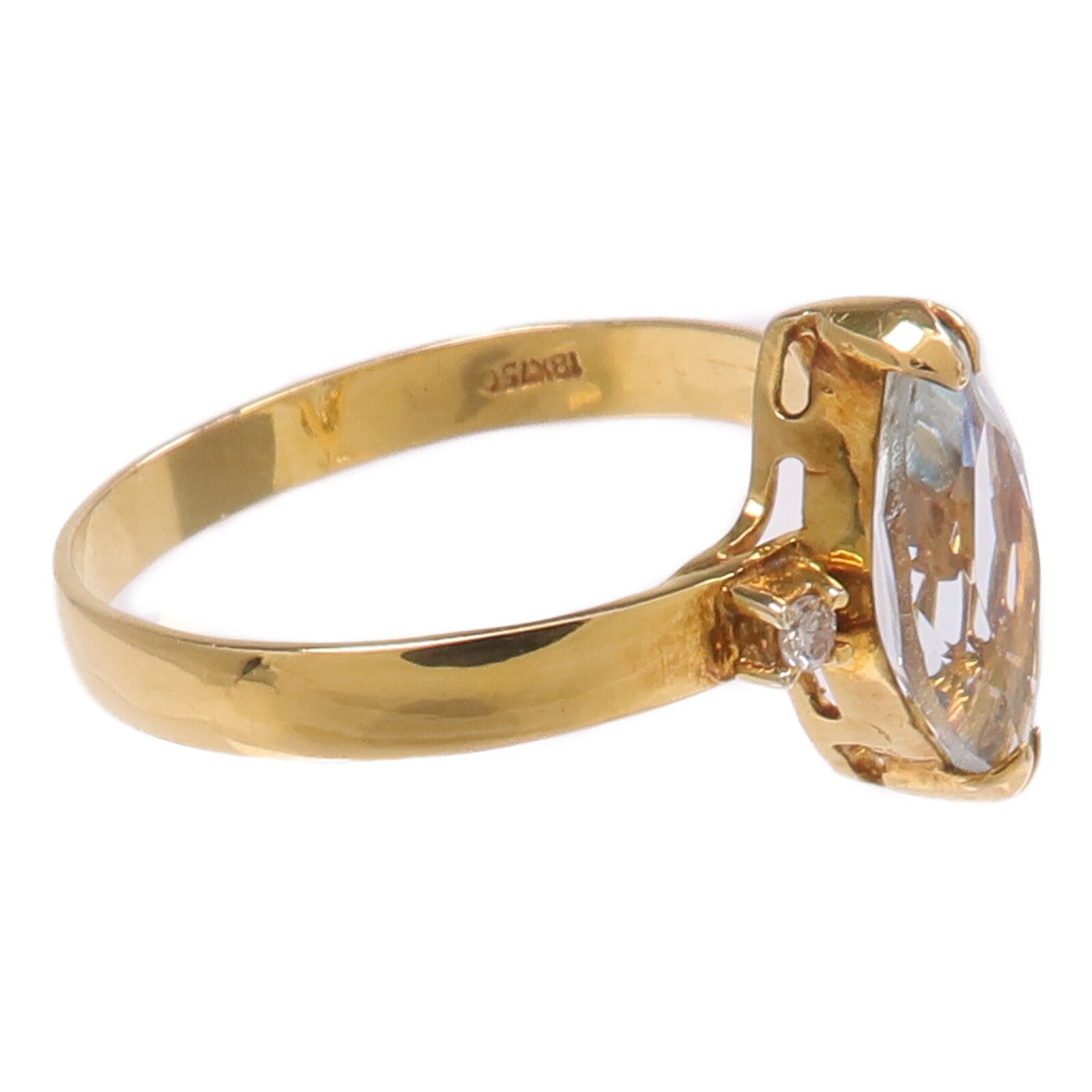 JEWELRY 【激減優惠】18K黃金Aquamarine Diamond Ring藍晶/鑽石戒指US#6