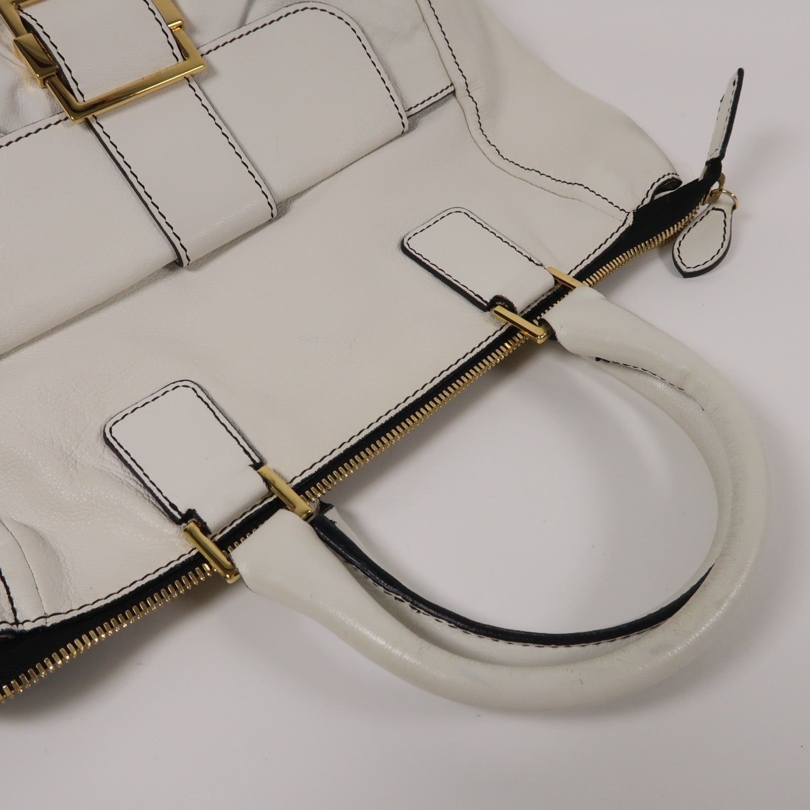 Valentino GHW Handbag Calfskin Leather White