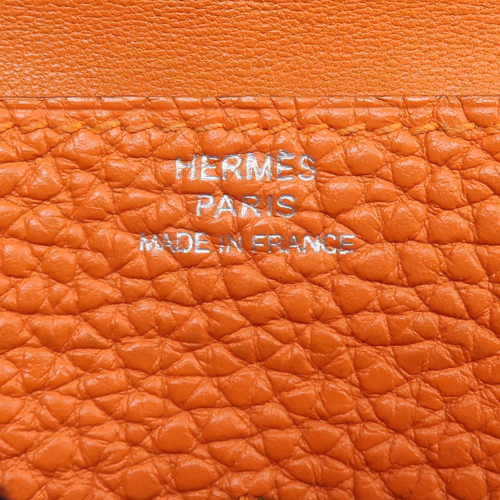 HERMES 【激減優惠】Togo皮革Dogon Compact銀扣錢包Orange