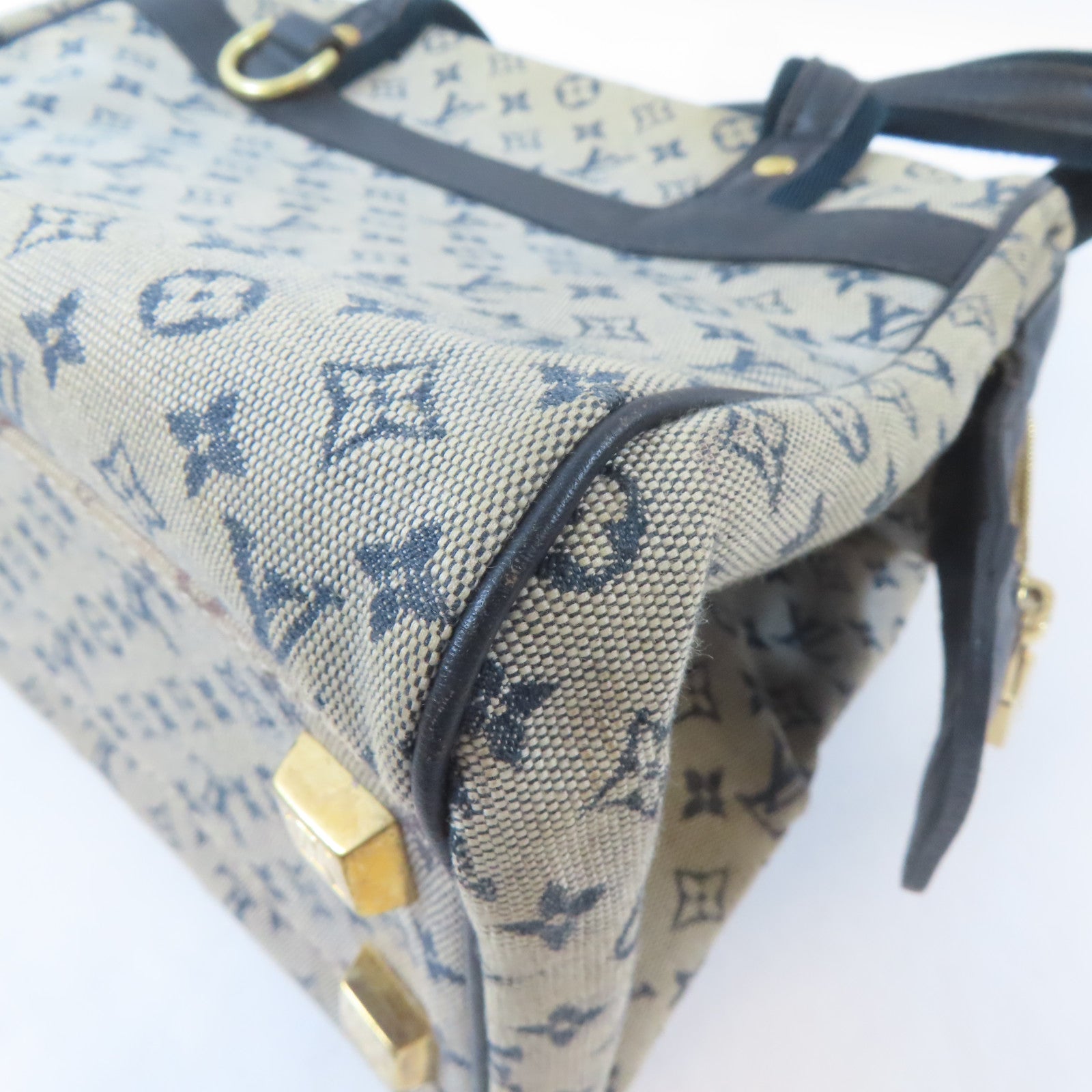 LOUIS VUITTON Monogram Mini Josephine GM金扣手挽袋淺褐色/藍色