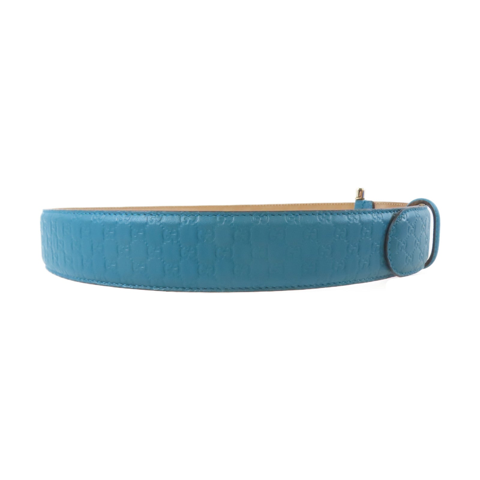 GUCCI 【激減優惠】牛皮皮革Belt銀扣皮帶藍色