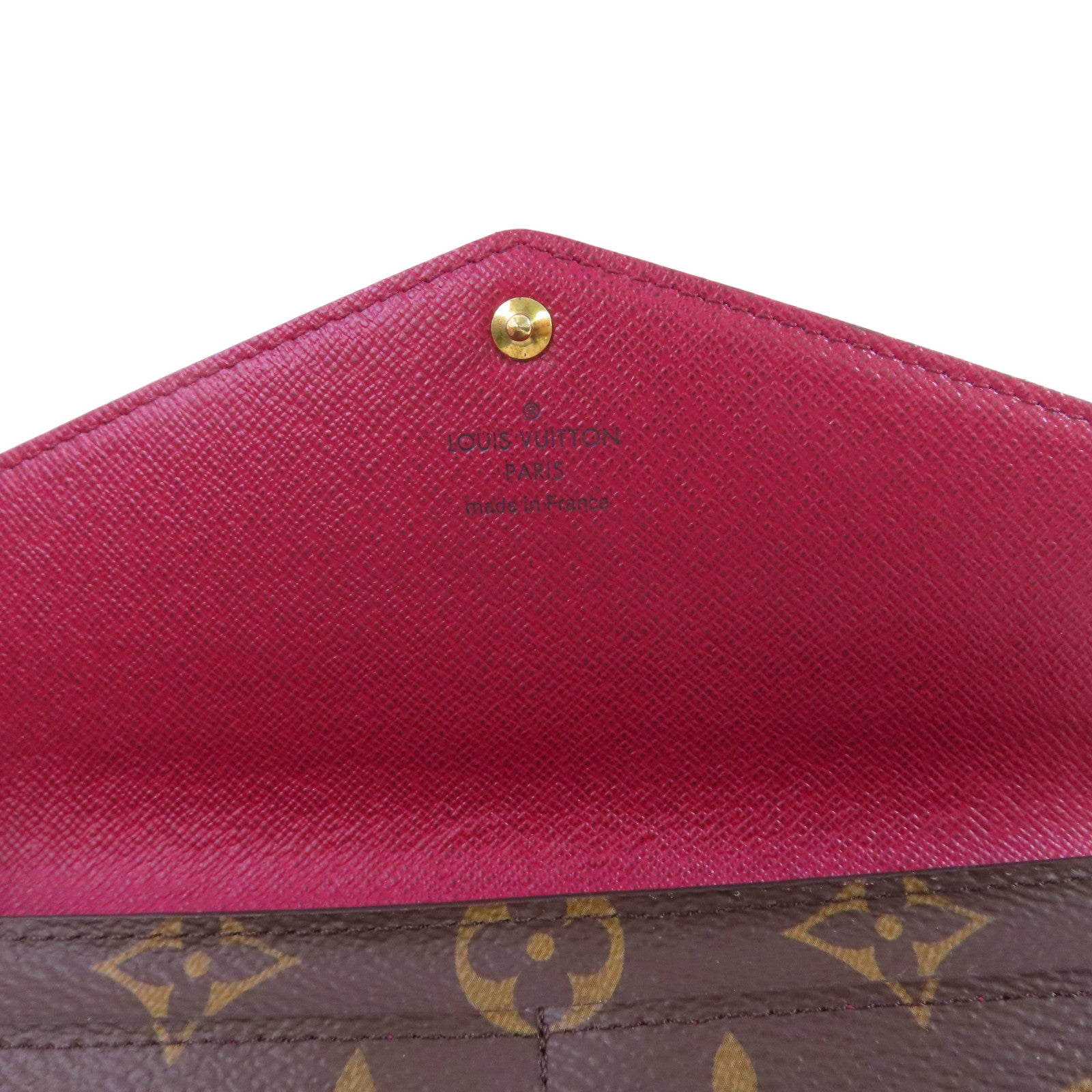 LOUIS VUITTON Monogram Sarah Wallet金扣長錢包啡色/酒紅色