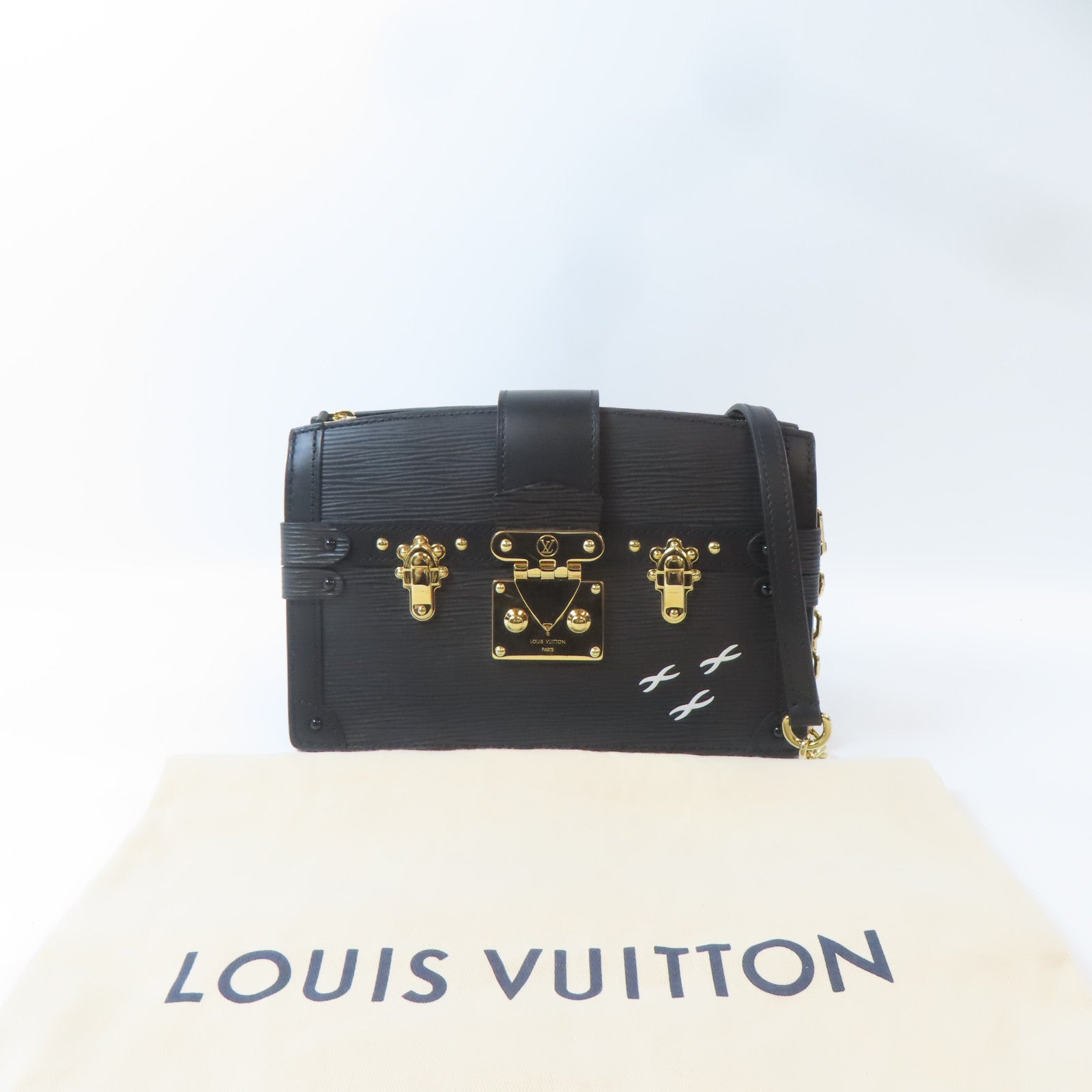 LOUIS VUITTON 【激減優惠】Epi Trunk Clutch金扣肩背袋黑色