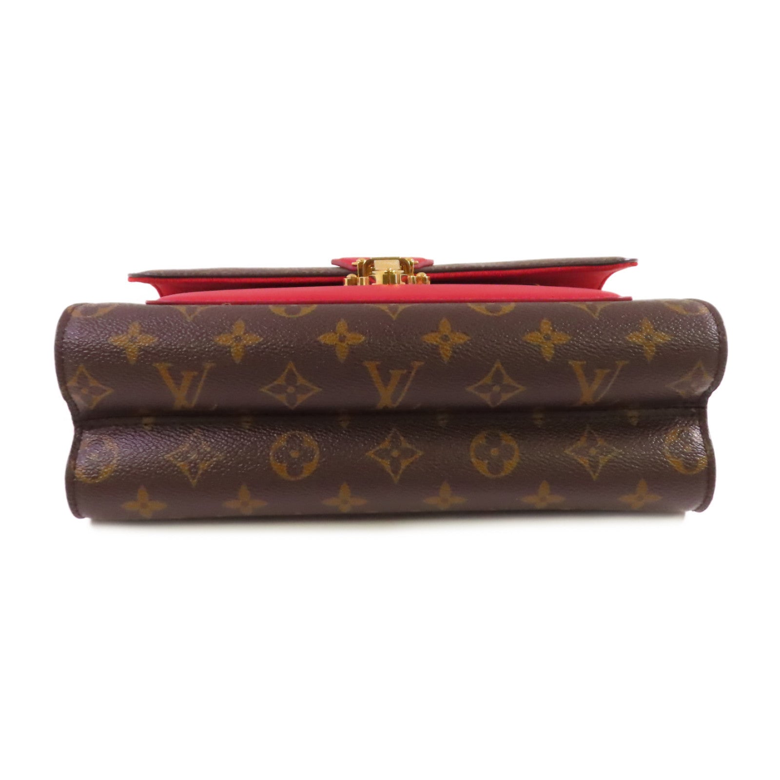 LOUIS VUITTON Monogram Victoire Shoulder Bag金扣鏈帶肩背袋紅色/啡色