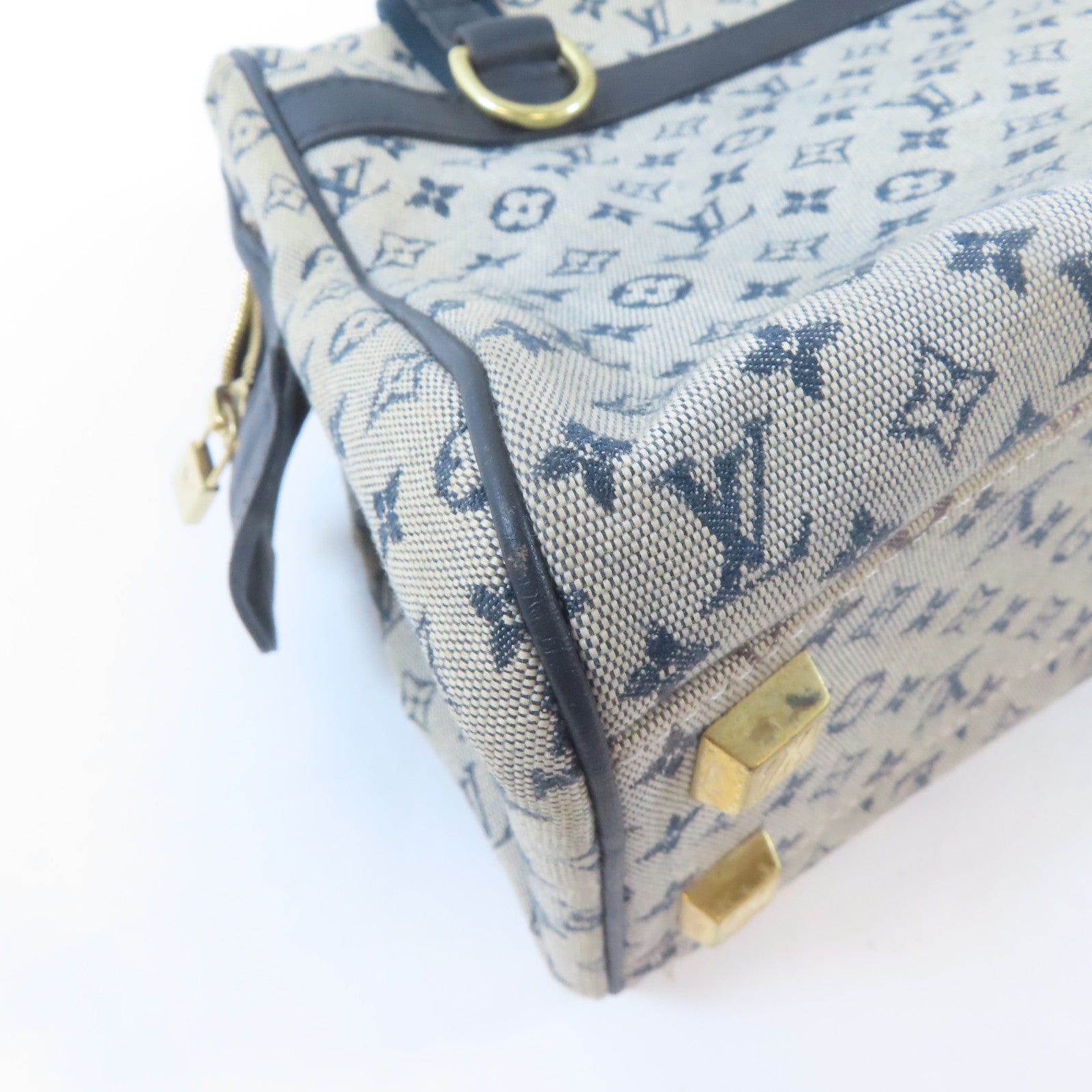 LOUIS VUITTON Monogram Mini Josephine GM金扣手挽袋淺褐色/藍色