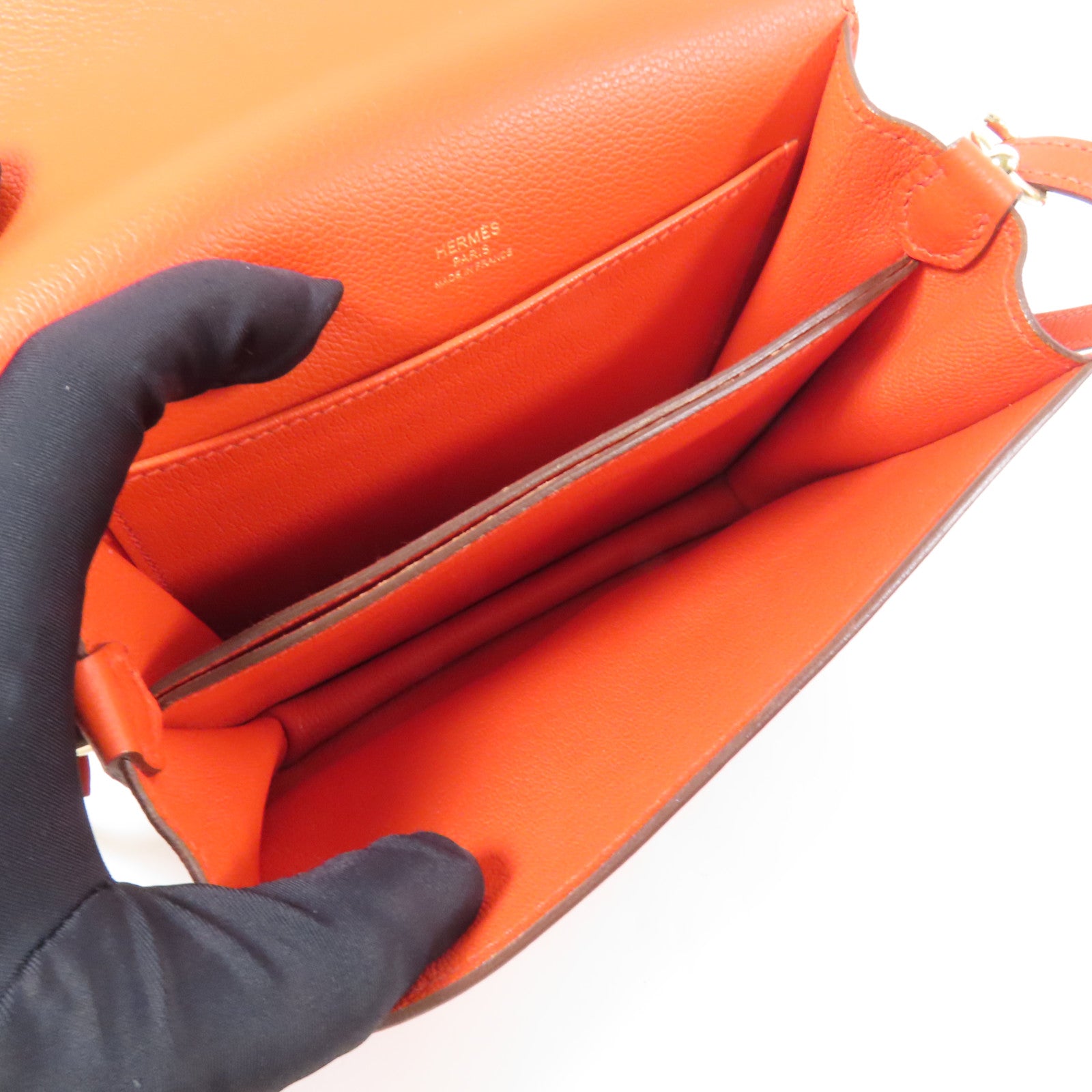 HERMES Evercolor皮革Roulis Mini金扣肩背袋Red