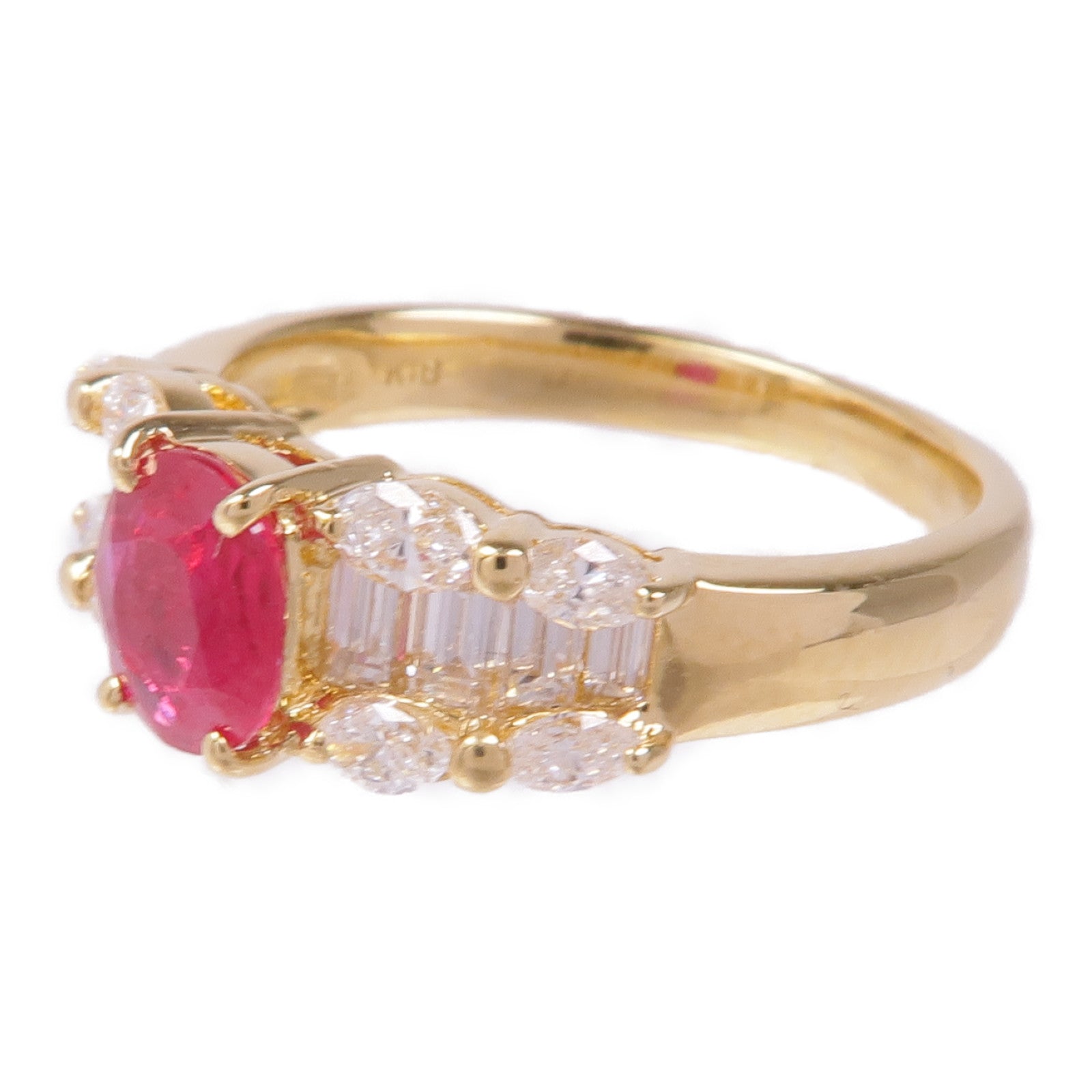 JEWELRY 18K黃金Ruby Diamond Ring紅寶石/鑽石戒指US#6