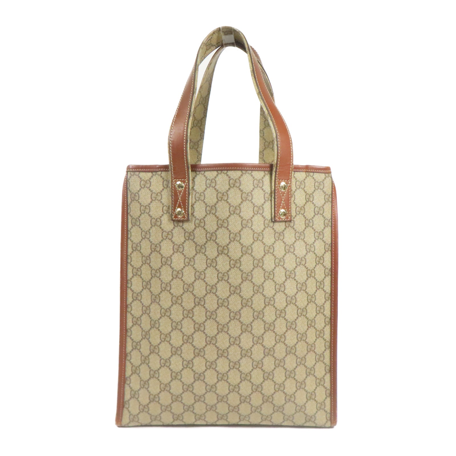 GUCCI GG GHW Tote Bag 211135 Coated Canvas Brown