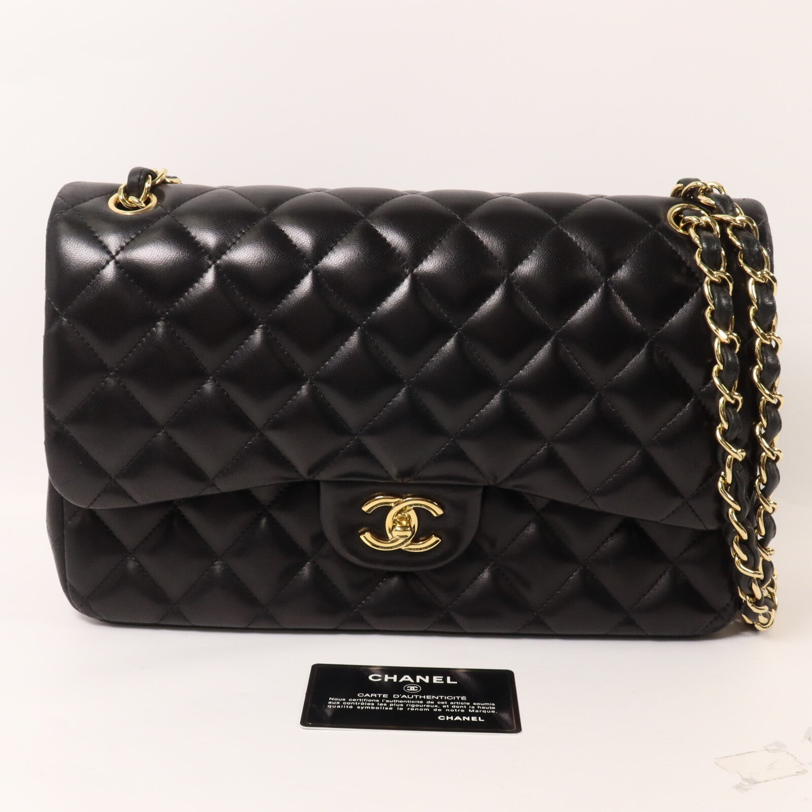 CHANEL 羊皮皮革Large Classic鏈帶肩背袋